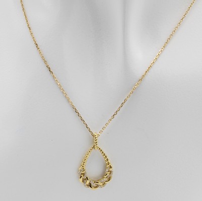 Image Anhänger mit Brillanten an Kette, GG 750/000, tropfenförm. m. Panzermuster, bes. ...