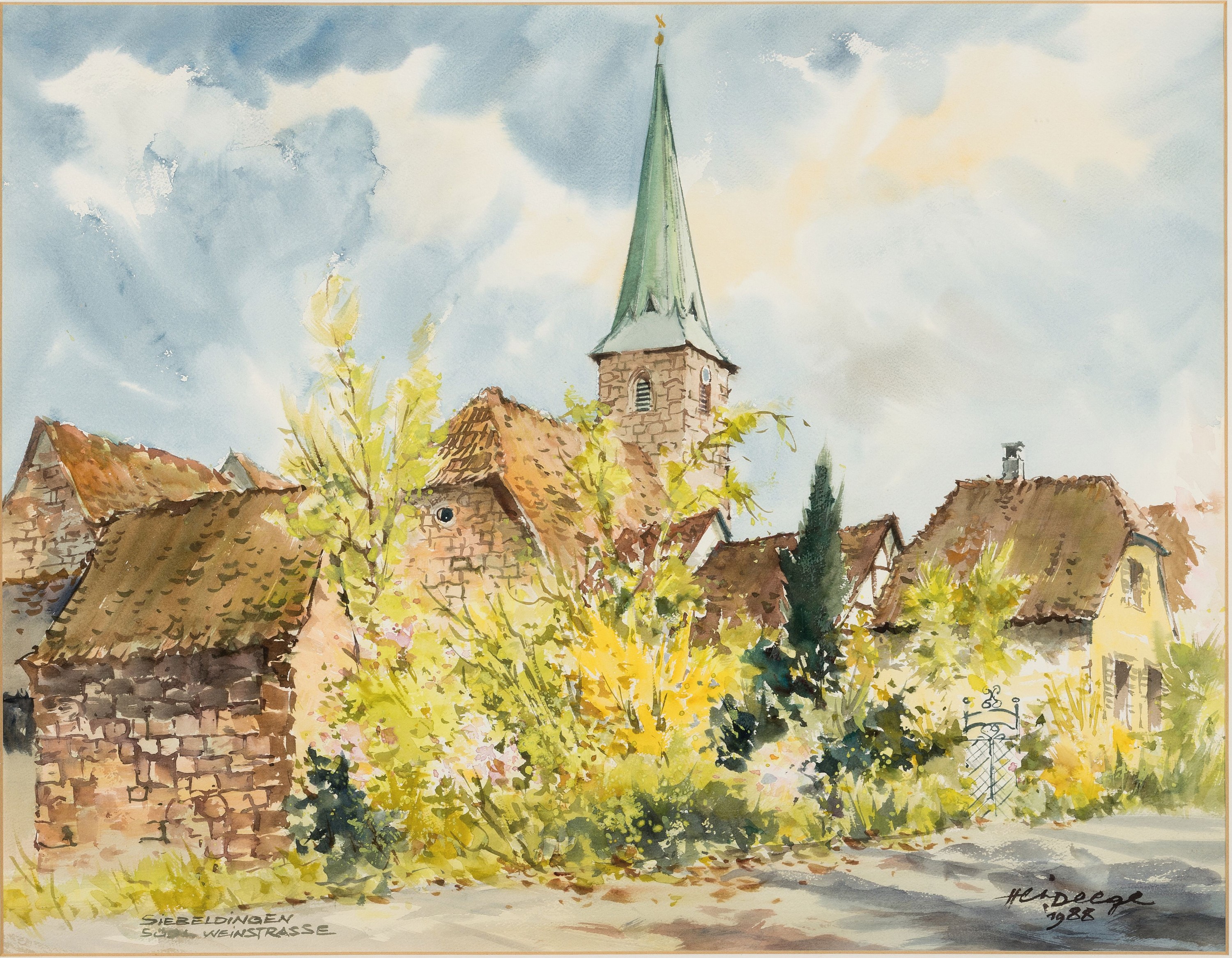 Detail b: Heiner Deege, 1920-2007 Haßloch, 2 Aquarelle: Herbst am Hambacher Schloß, Aquarell, rechts unten sign. und dat. 1977, ca. 54x68cm, PP, u.Gl., R. ...