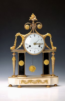 Image 26850810 - Portaluhr, Frankreich 18. Jh., Stil Louis XVI., bicolores Marmorgehäuse, ...