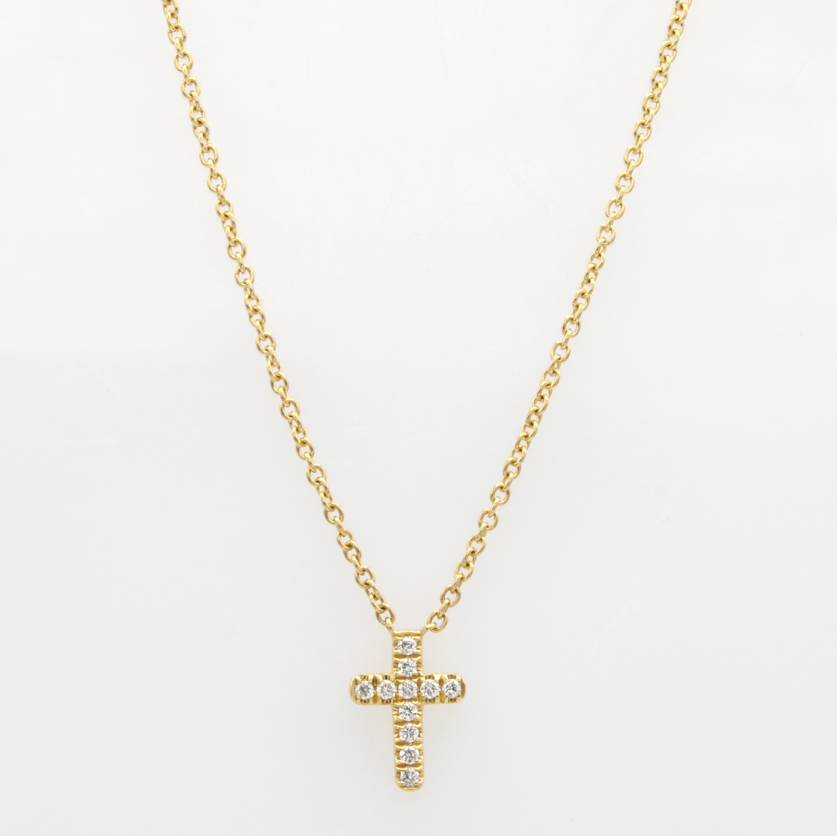 Image 26850925 - Kreuzcollier mit Brillanten, GG 750/000, 11 Brill. zus. ca. 0.06 ct feines Weiß/si, ...