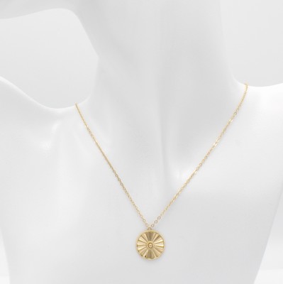 26850922a - Collier, GG 585/000, runde Abhängung, D. ca. 16 mm, strukturiert, in L. ca. 41.5 u. ...