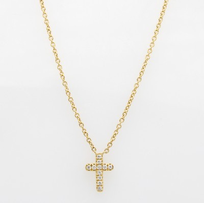 Image Kreuzcollier mit Brillanten, GG 750/000, 11 Brill. zus. ca. 0.06 ct feines Weiß/si, ...