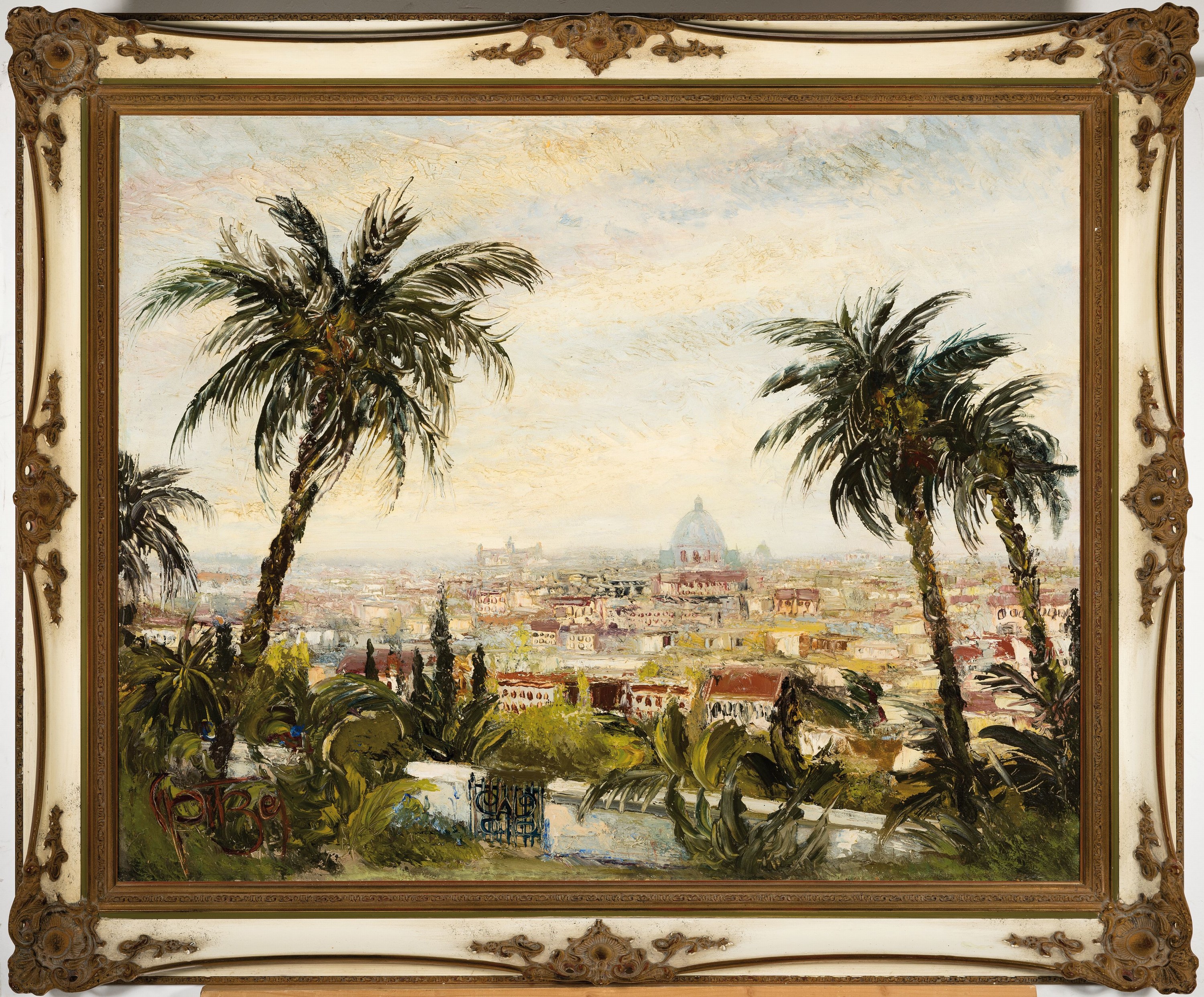 Detail k: Karl Philipp Spitzer, 1887-1954 Speyer, Blick auf Rom, Öl/Hartfaser, signiert, ca. 80x100cm, R. ca. 100x120cm