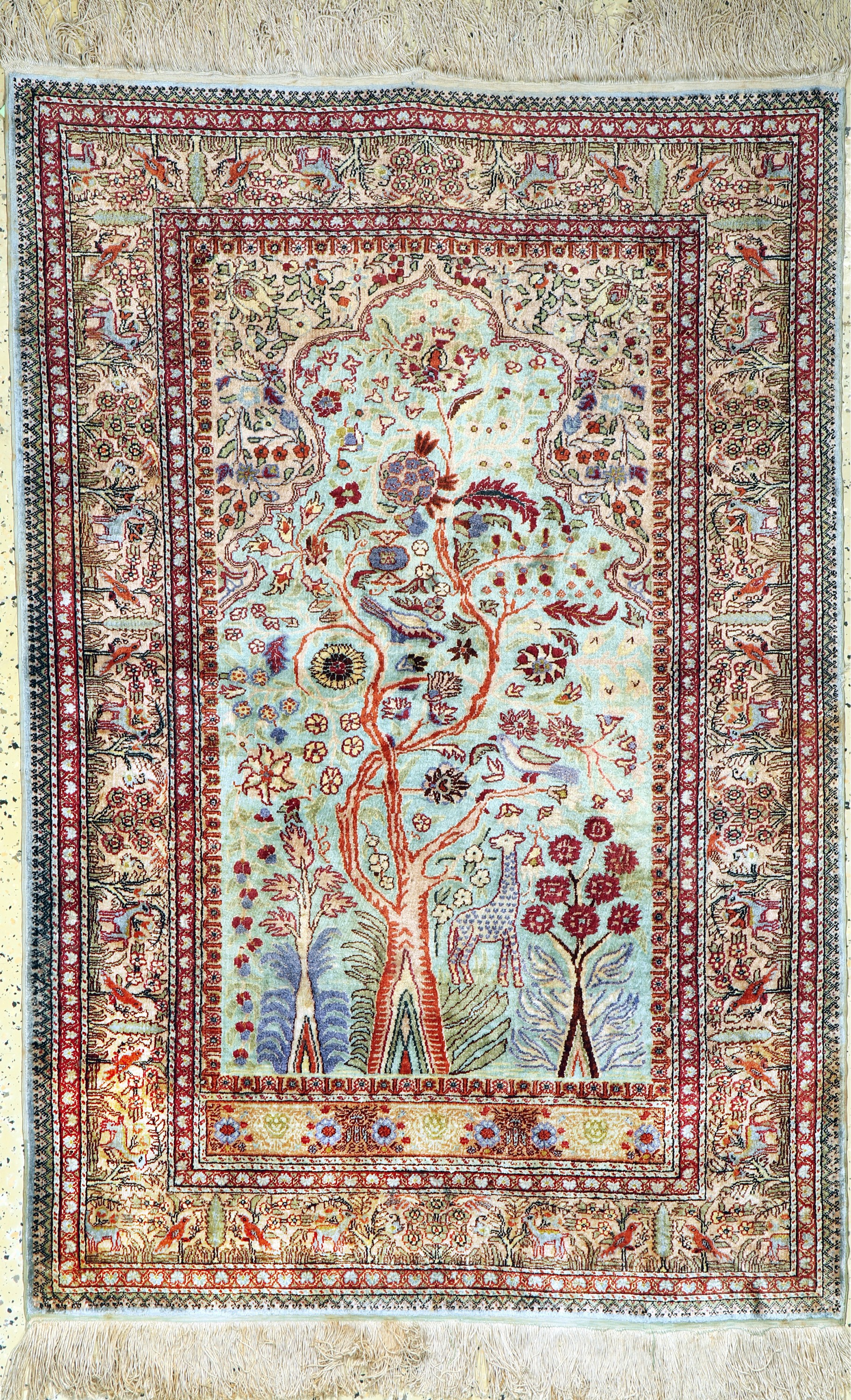 Seiden Kayseri, Türkei, Mitte 20.Jhd, reineNaturseide, ca. 150 x 100 cm, Reinigungsbedürftig, EHZ: 1-2