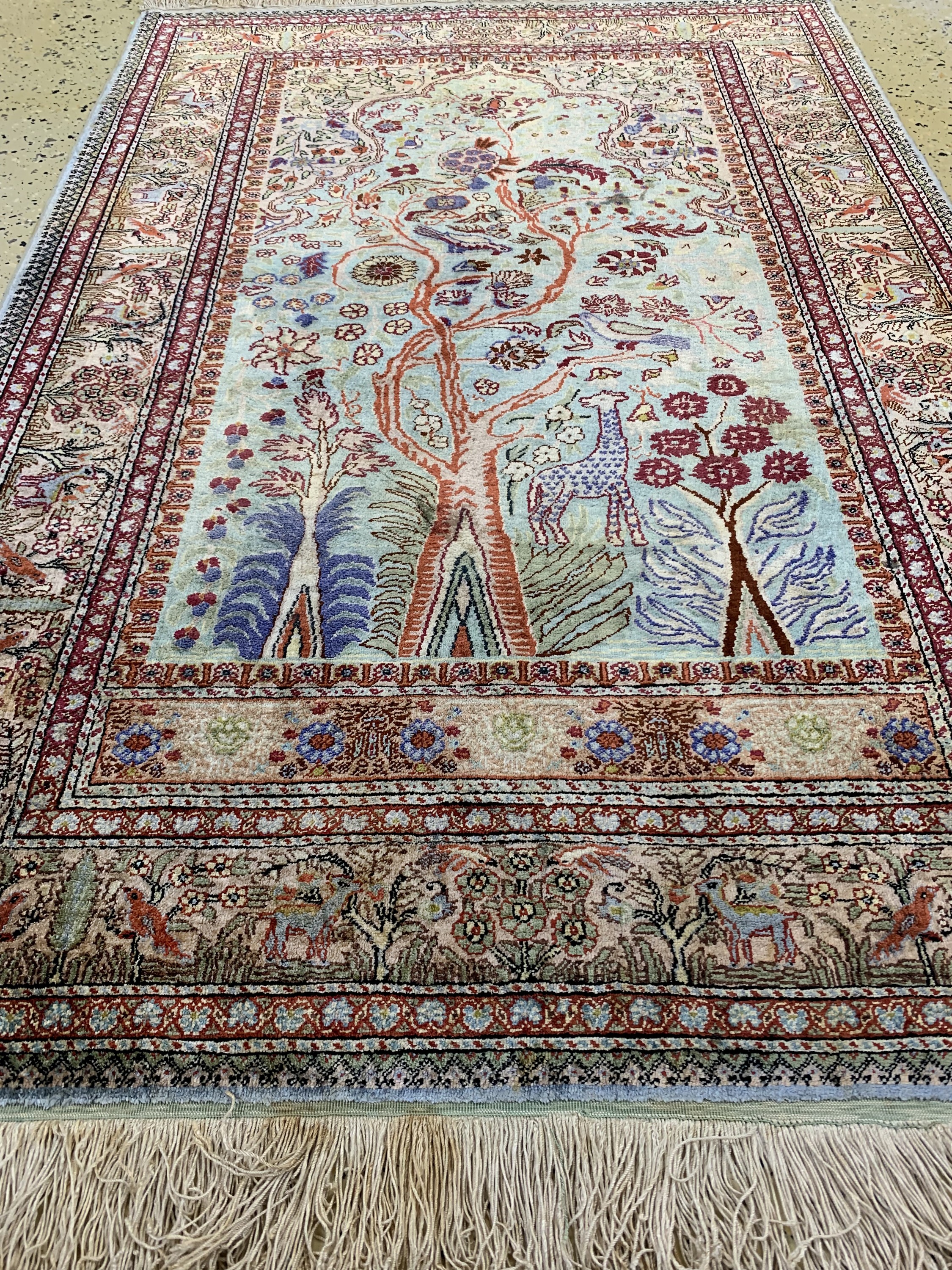 Detail e: Seiden Kayseri, Türkei, Mitte 20.Jhd, reineNaturseide, ca. 150 x 100 cm, Reinigungsbedürftig, EHZ: 1-2