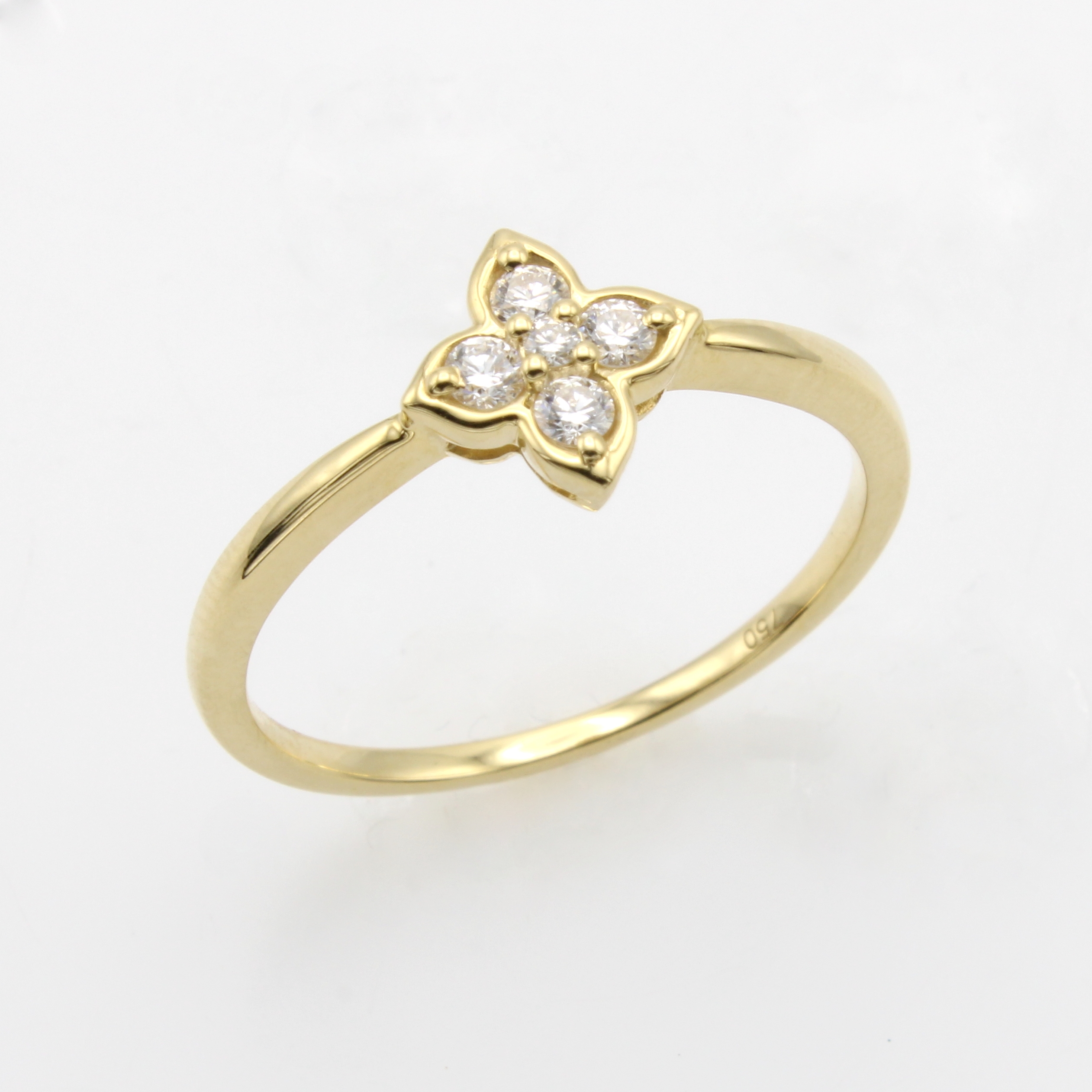 Image 26851731 - Ring ´Blüte´ mit Brillanten, GG 750/000, 5 Brill. zus. ca. 0.18 ct feines Weiß/si, RW ...