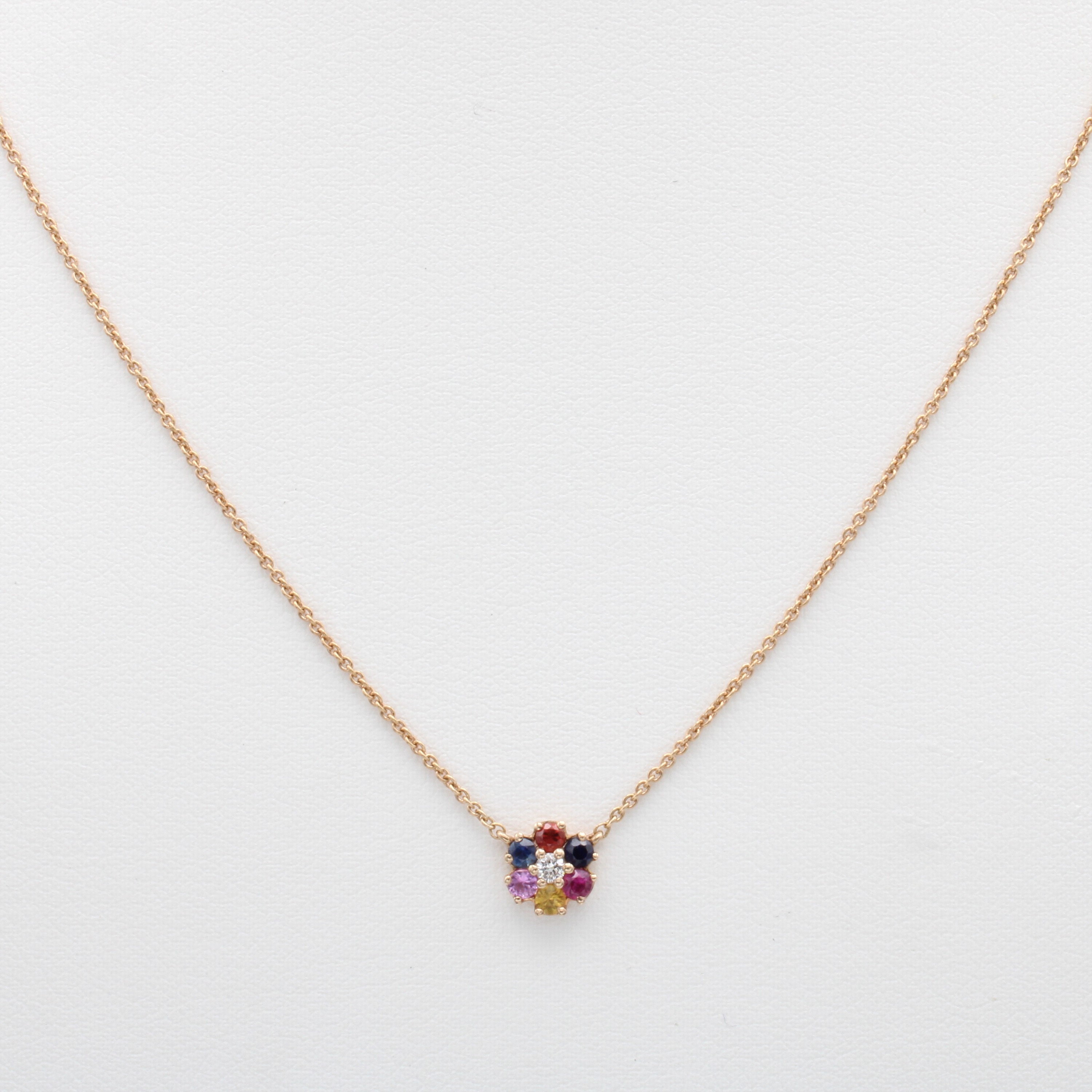 Image 26851750 - Collier ´Blüte´ mit Saphiren und Brillant, RG 585/000, 6 fancy Saphire zus. ca. 0.22 ...