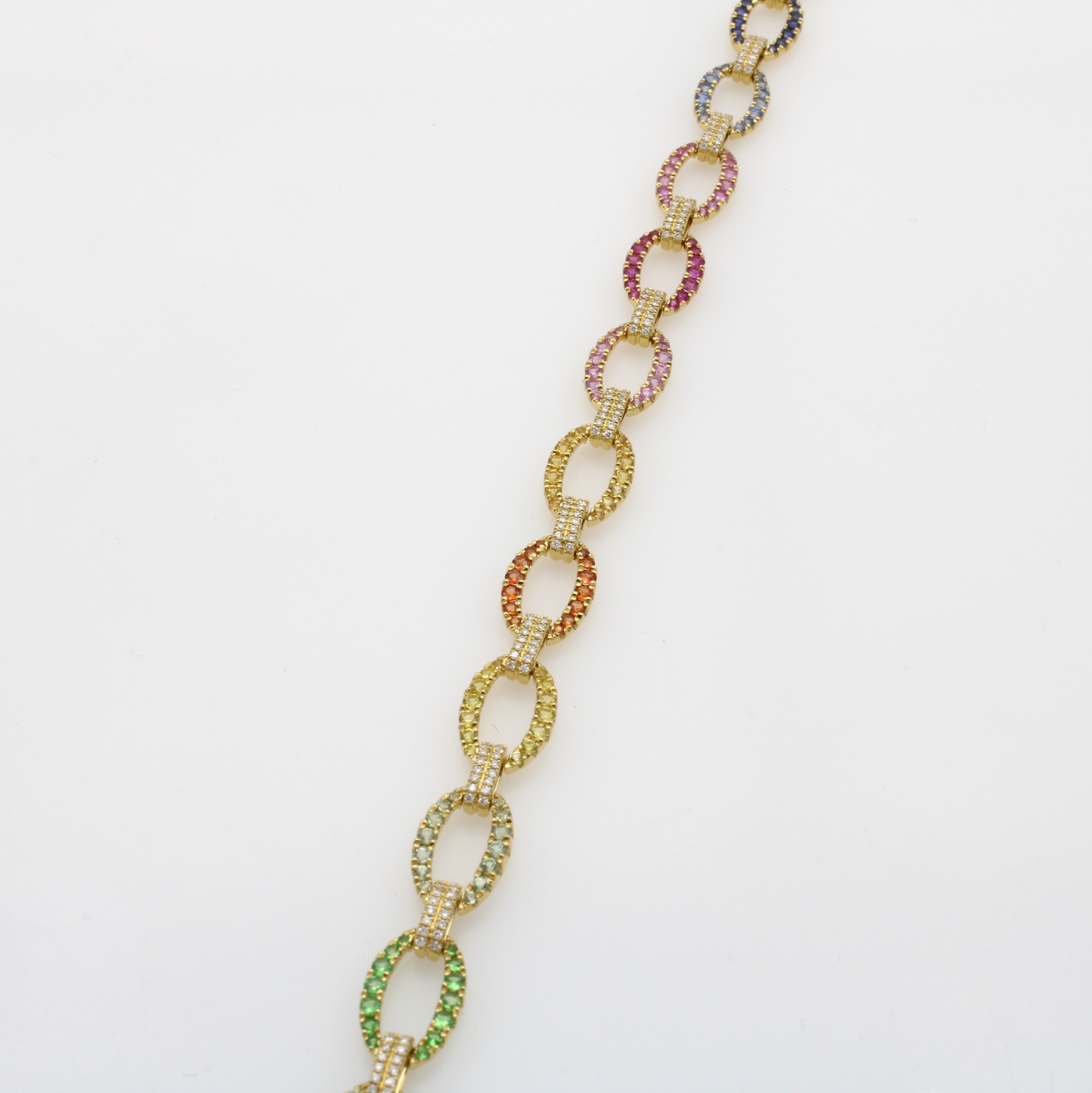 Image 26851755 - Gliederarmband mit Saphiren und Brillanten, GG 750/000 ovale Glieder mit Zwischenstegen, ...