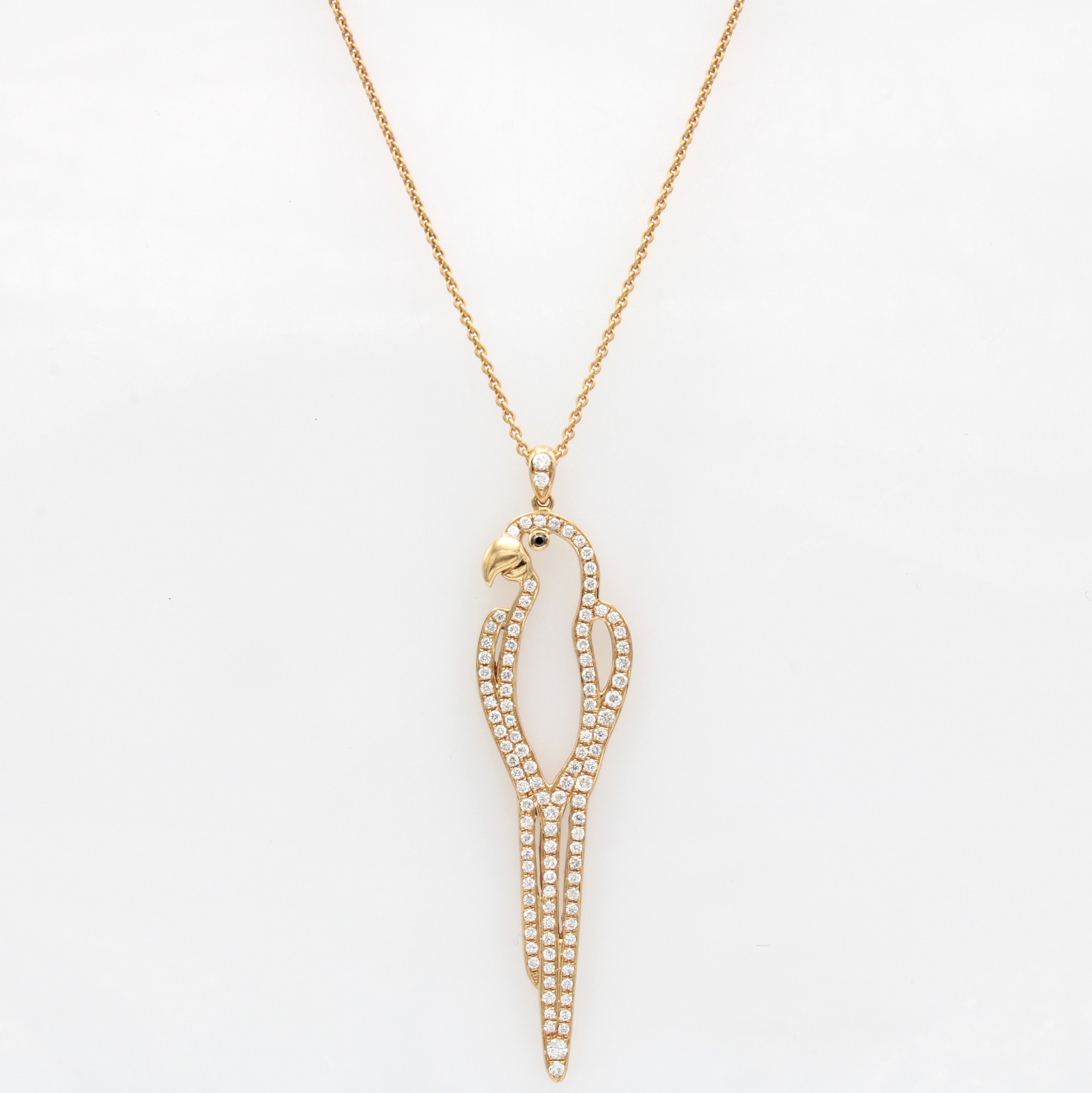 Image 26851771 - Anhänger ´Papagei´ mit Brillanten an Kette, RG 750/000, 109 Brill. zus. ca. 0.67 ct ...