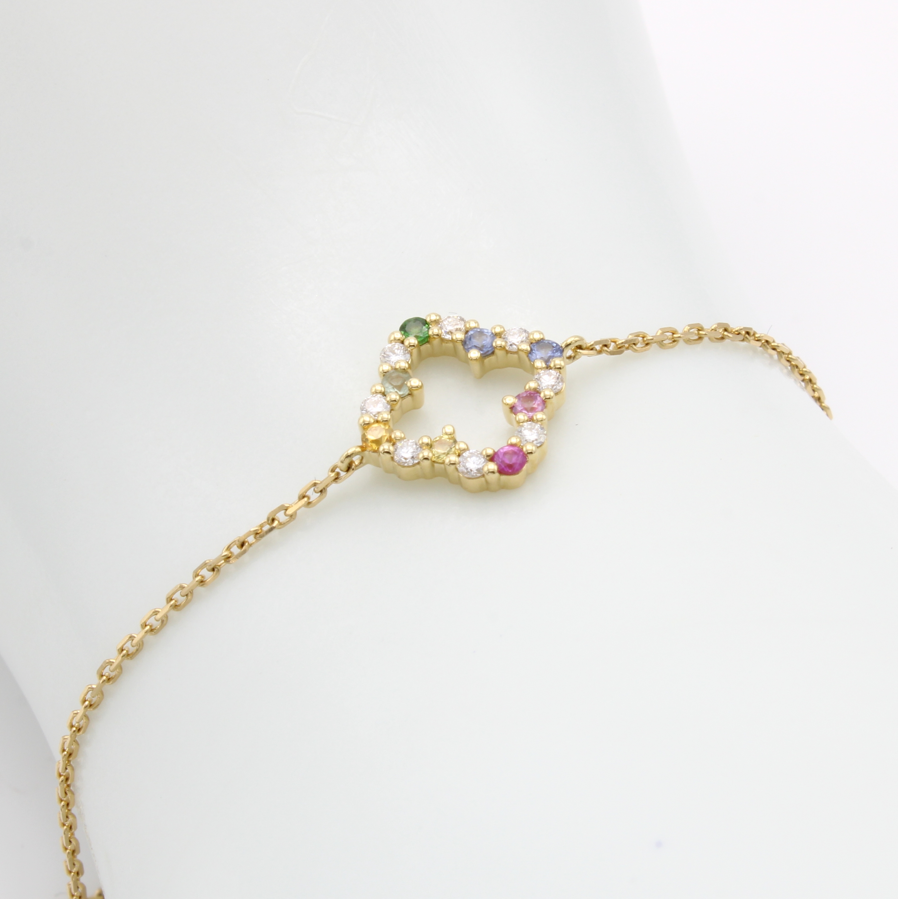 Image 26851777 - Armband ´Blüte´ mit Farbsteinen und Brillanten, GG 750/000, 7 fancy Saphire u. 1 ...