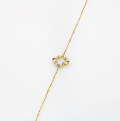 26851777a - Armband ´Blüte´ mit Farbsteinen und Brillanten, GG 750/000, 7 fancy Saphire u. 1 ...