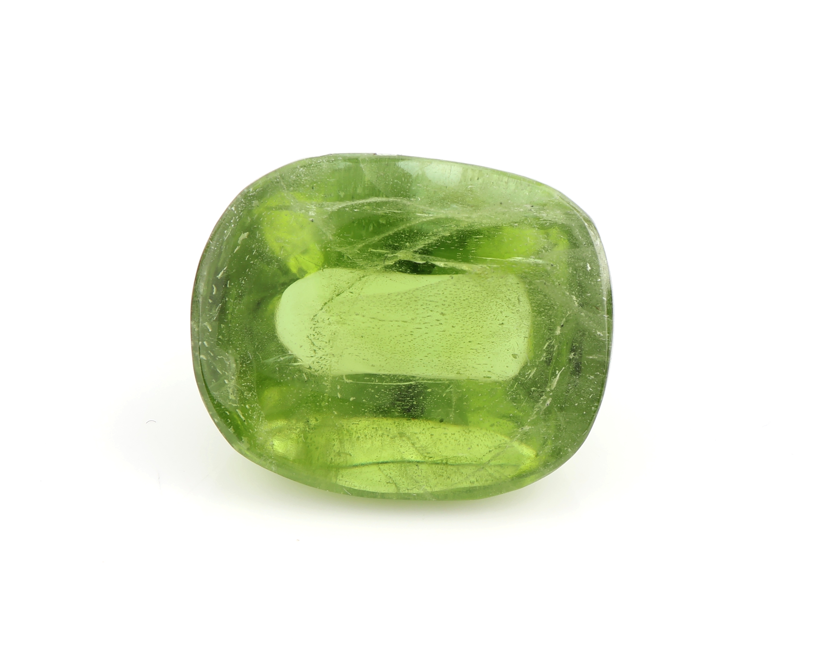 Detail a: Loser Peridot-Cabochon ca. 44.05 ct, ca. 22 x 19 x 13 mm