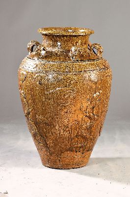 Image Storage vessel, China, 18th century, stoneware, brown glaze, all-round dragon decoration, ...