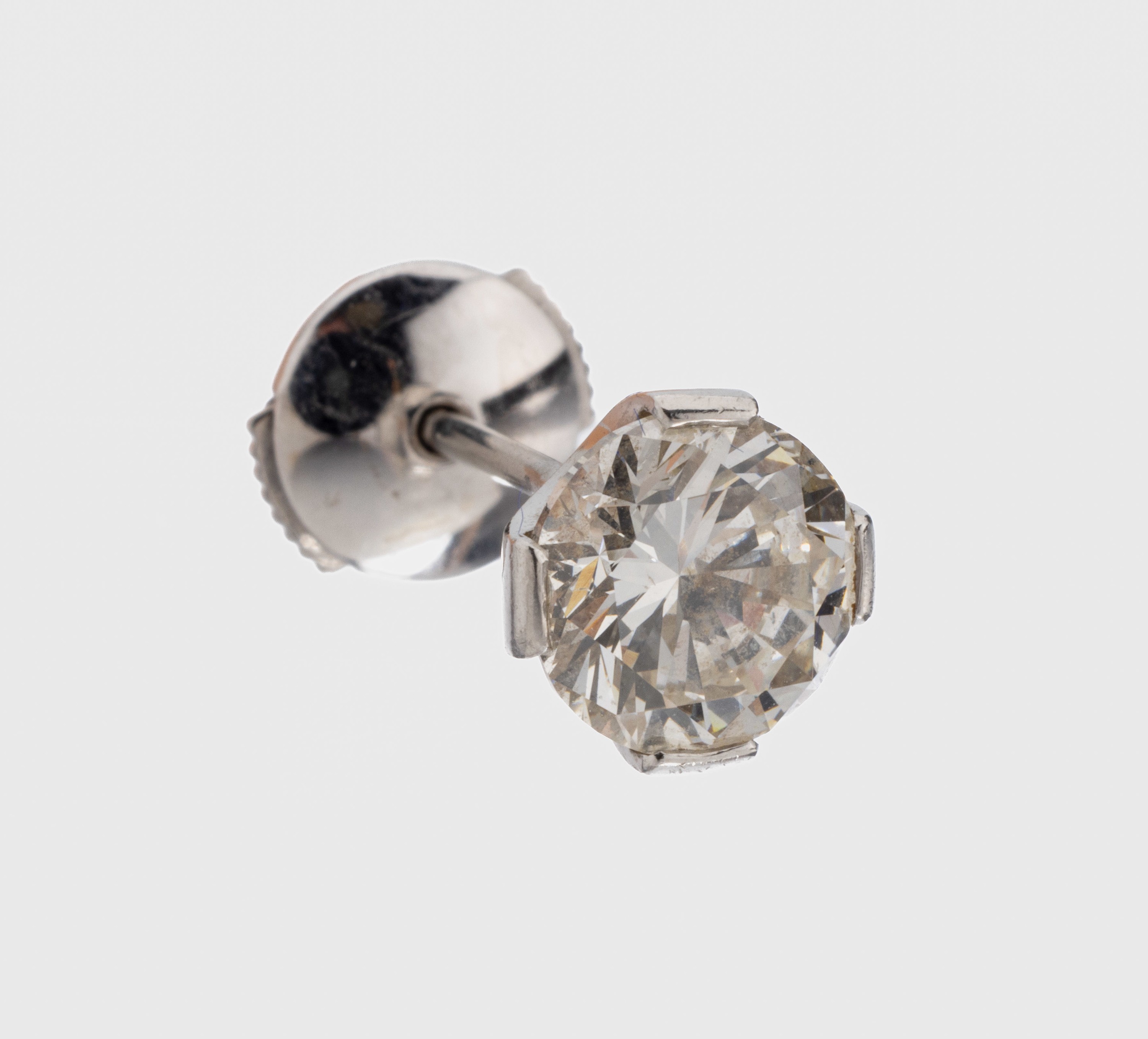 Einzelner Platin Diamant-Ohrstecker, 950er Platin, Diamant ca. 1.25 ct get. Weiß/si