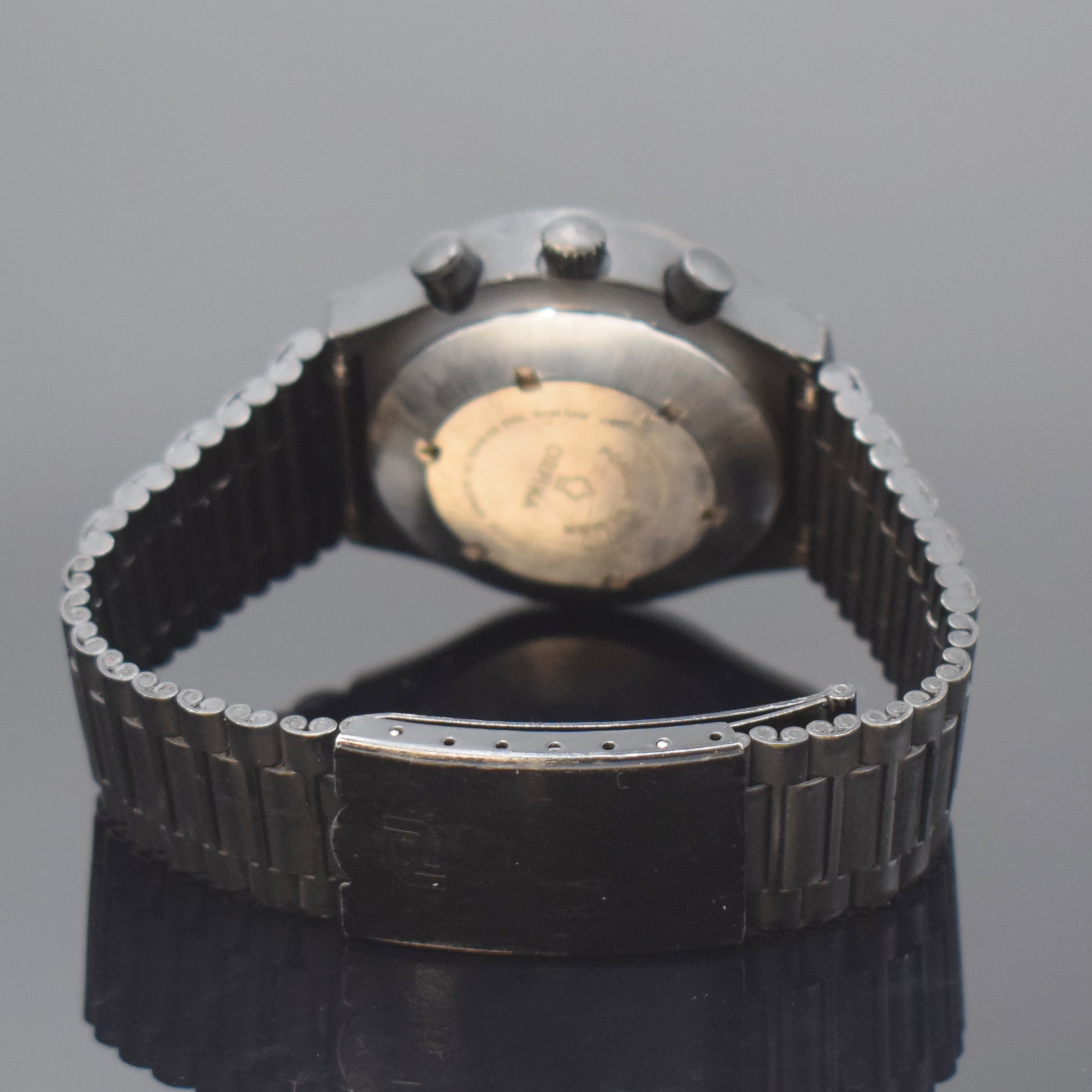Detail b: ORFINA Porsche Design Armbandchronograph in Stahl, Schweiz um 1985, Automatik, schwarz beschichtetes Geh. u. Band m. Faltschl., Stahlboden verschr., ...