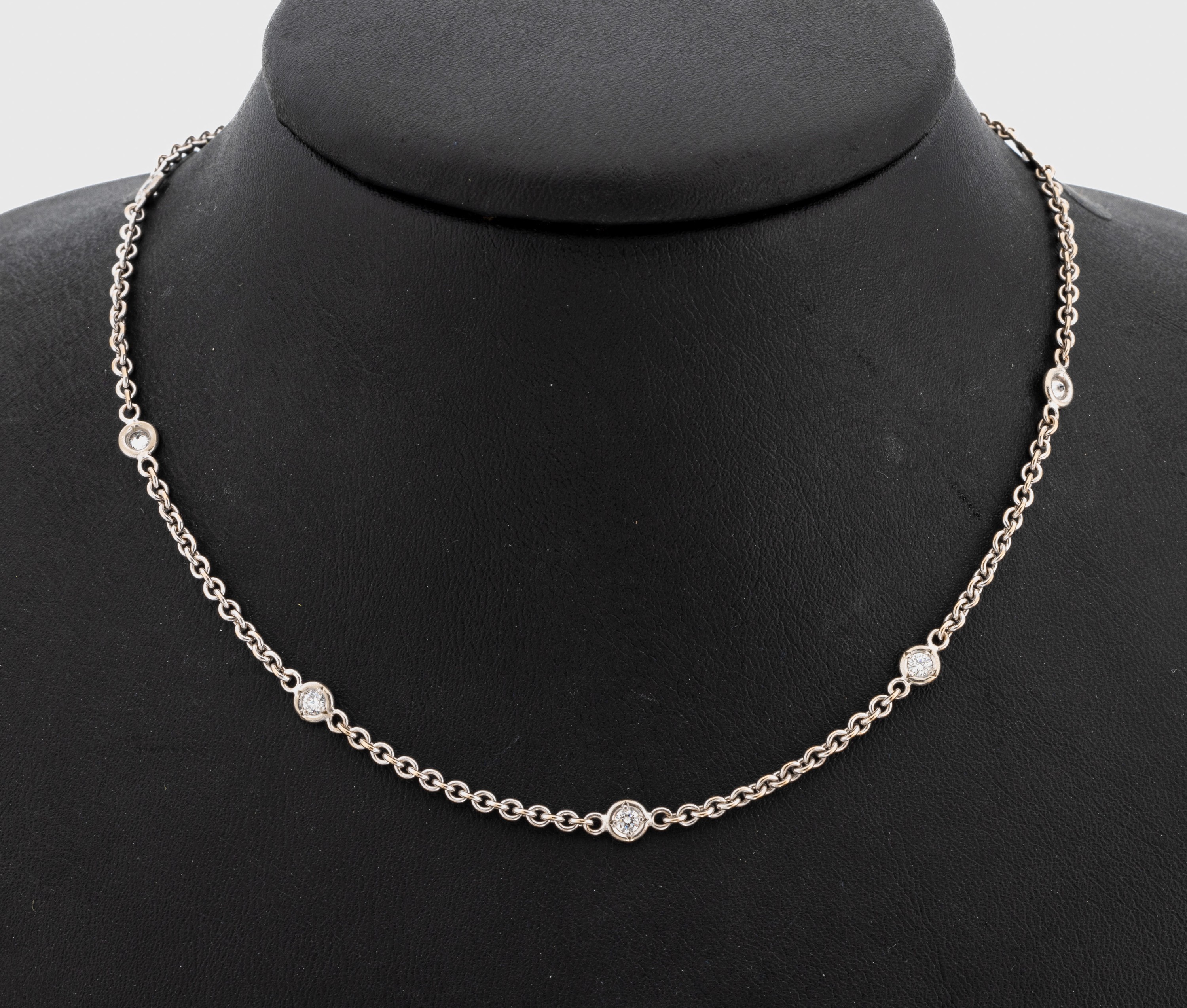 Langes 18 kt Gold Diamant-Collier, GG 750/000, 19 Diamanten zus. ca. 1.0 ct Weiß/si,L. ca. 70 cm, Karabinerschließe, ca. 16 g