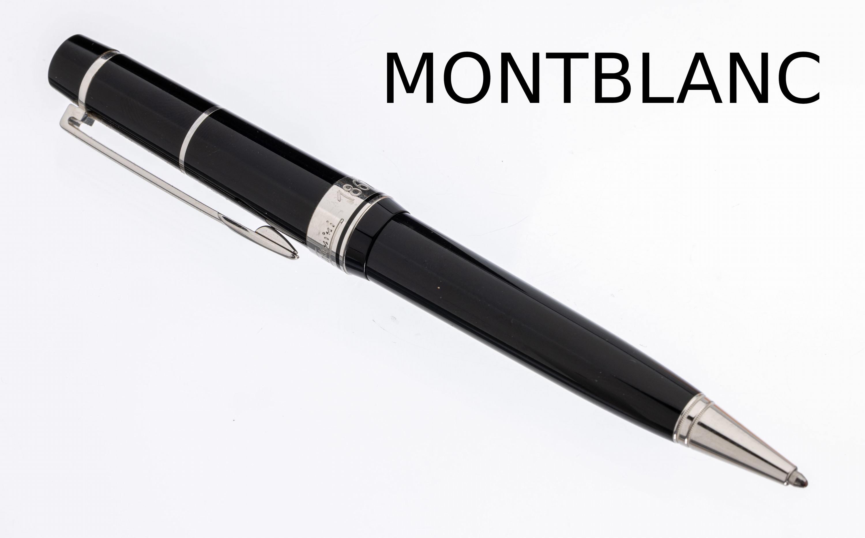 MONTBLANC Kugelschreiber "Arturo Toscanini", Special Edition 2007, schwarzer Edelharz, Drehmechanismus, Monturen platiniert, Clip in Form ...