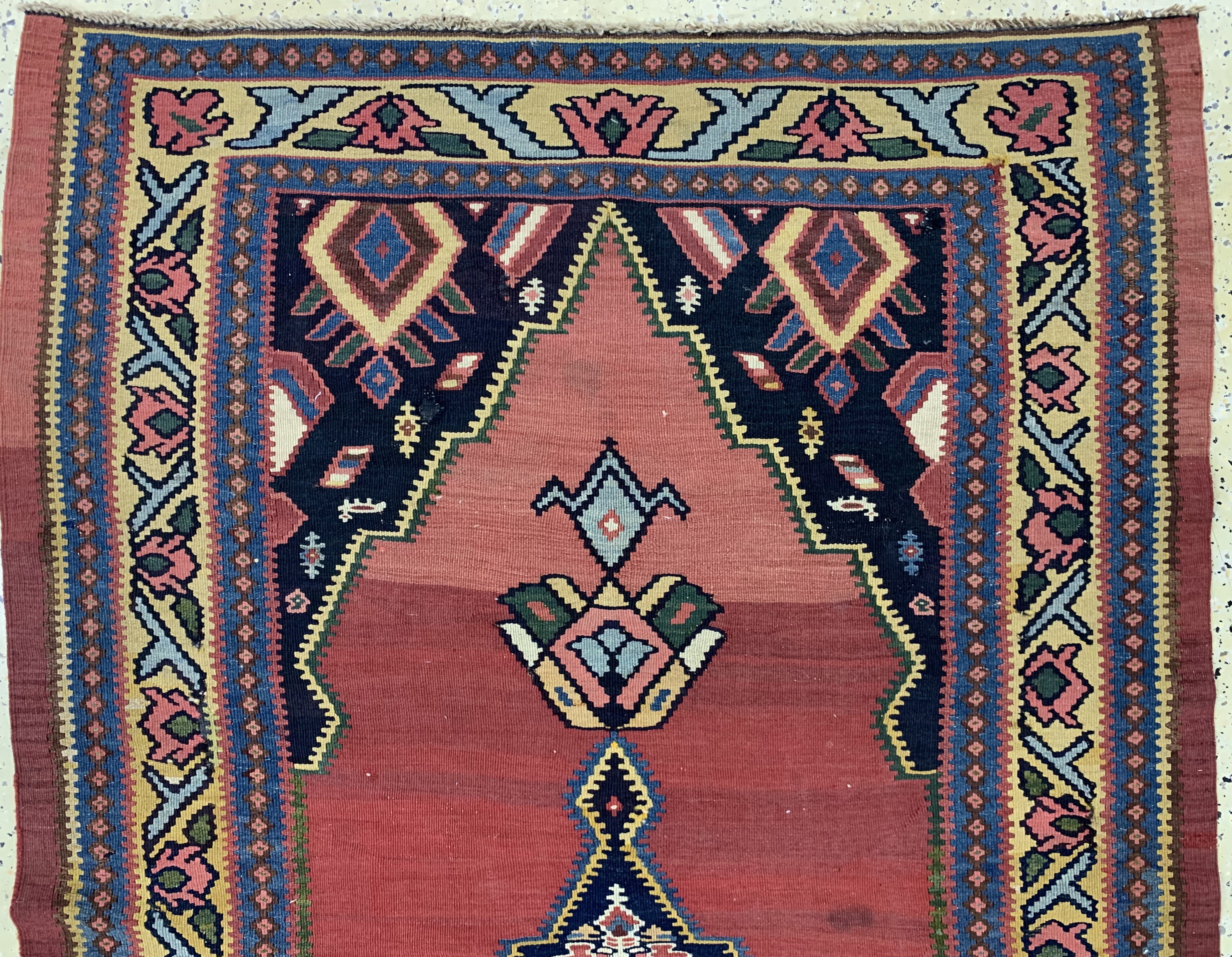 Detail a: Bidjar Kelim antik, Persien, um 1900, Wolleauf Wolle, ca. 400 x 135 cm, Reinigungsbedürftig, EHZ: 2, (kleine Restaurierungen),aus ...