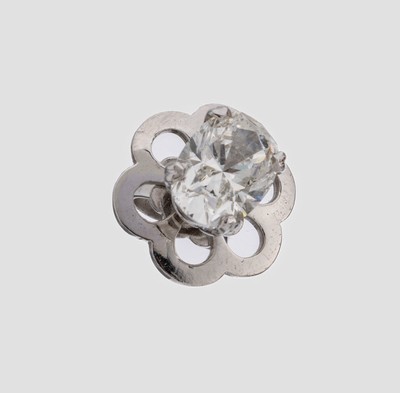 Image Einzelner 18 kt Gold Diamant-Ohrstecker, WG750/000, ovaler Diamant ca. 1.00 ct ...