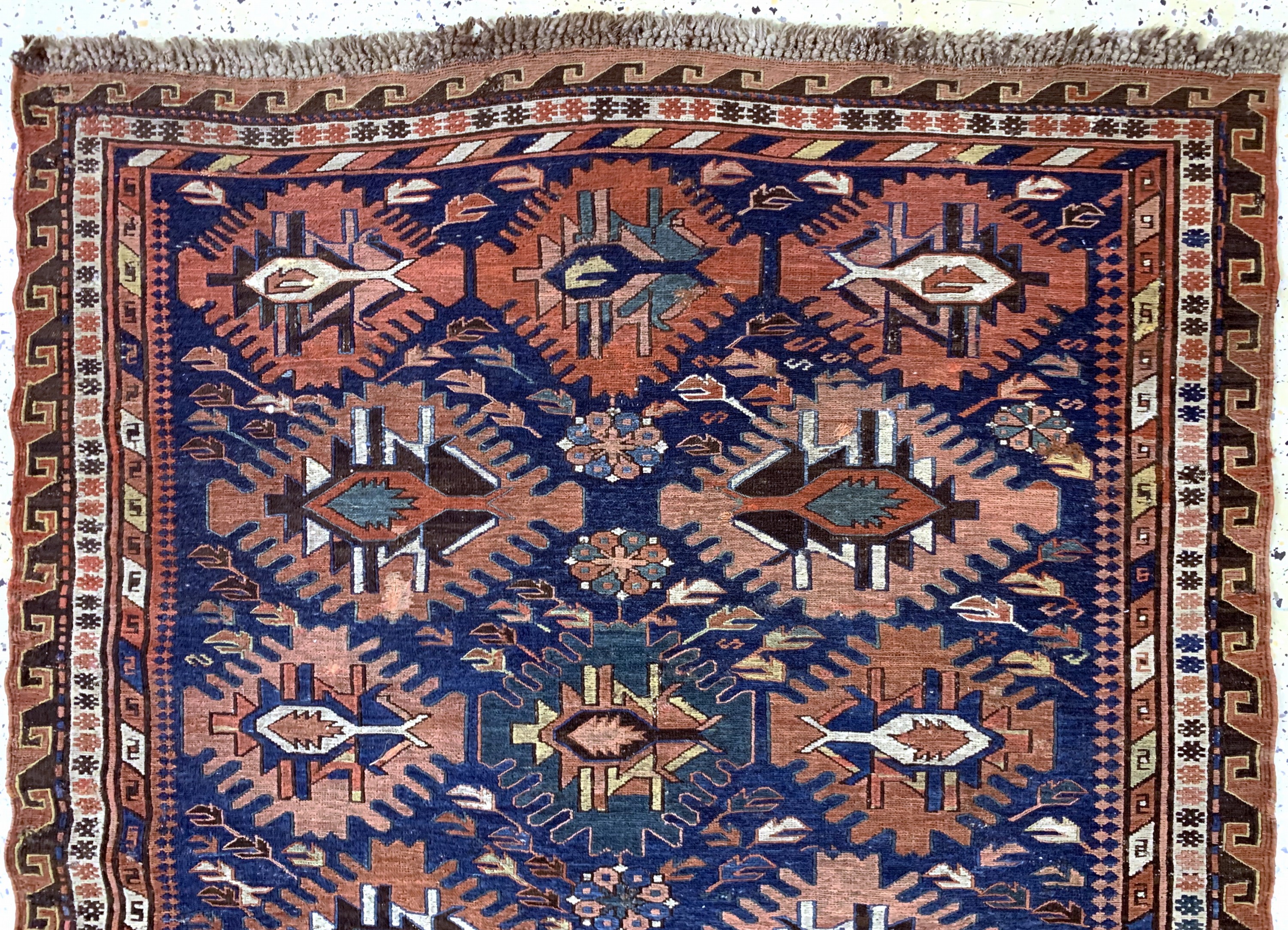 Detail a: Sumakh antik, Kaukasus, um 1900, Wolle auf Wolle, ca. 152 x 120 cm, EHZ: 2, (kleine Restaurierungen),aus Sammlungsauflösung