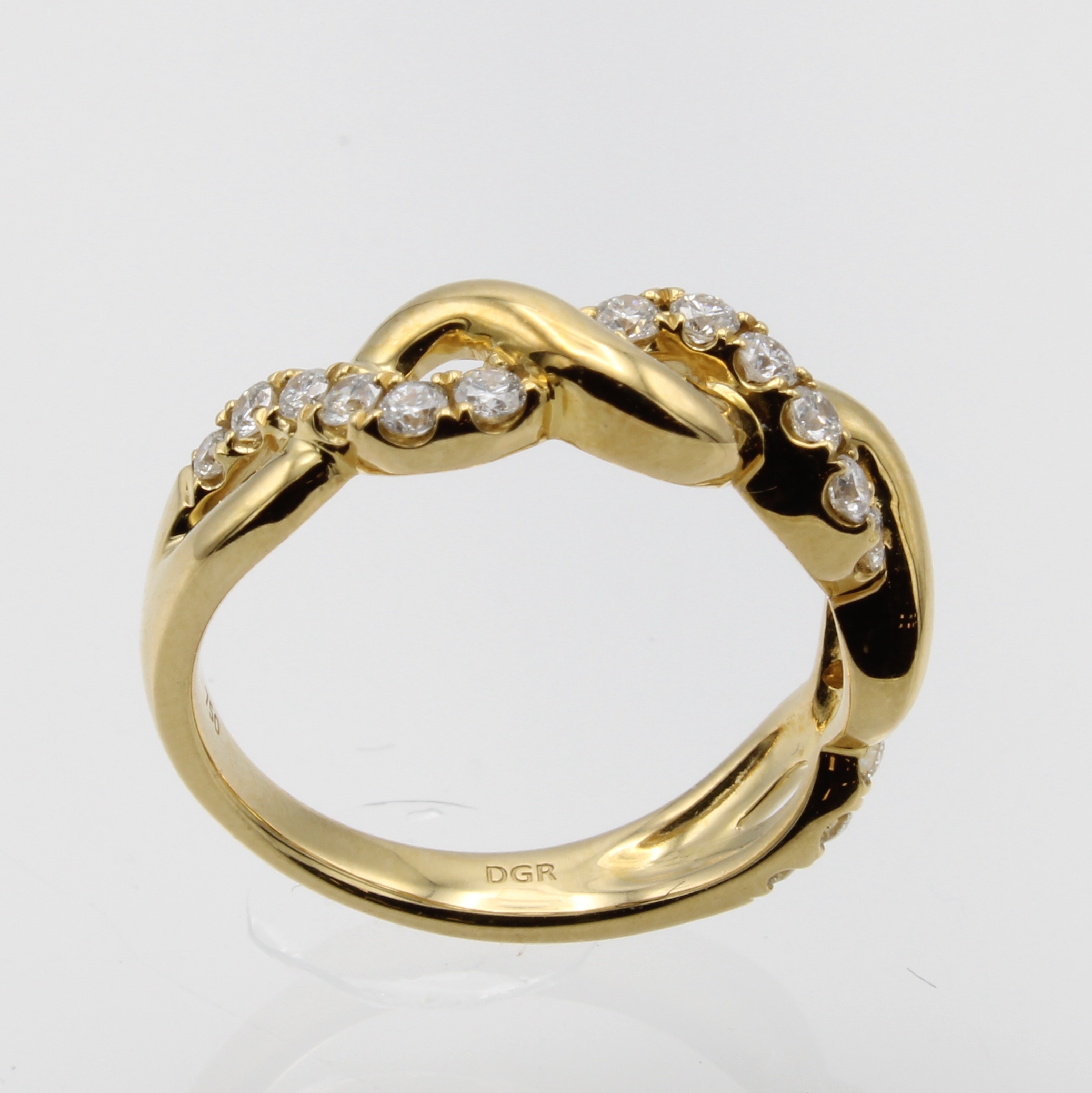 Image 26853623 - Ring mit Brillanten, GG 750/000, 18 Brill. zus. ca. 0.43 ct feines Weiß/si, Ringkopf ...