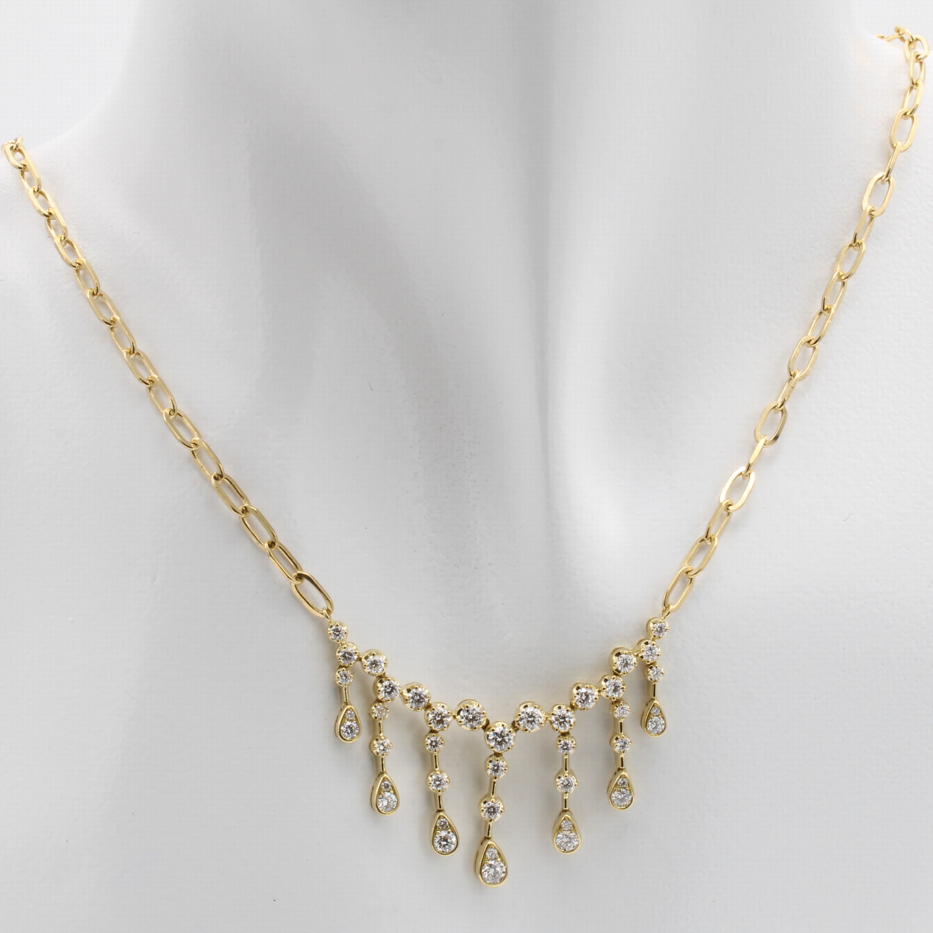 Image 26853628 - Collier mit Brillanten, GG 750/000, 11 Brill. zus. ca. 0.17 ct, 18 Brill. zus. ca. 0.64 ...