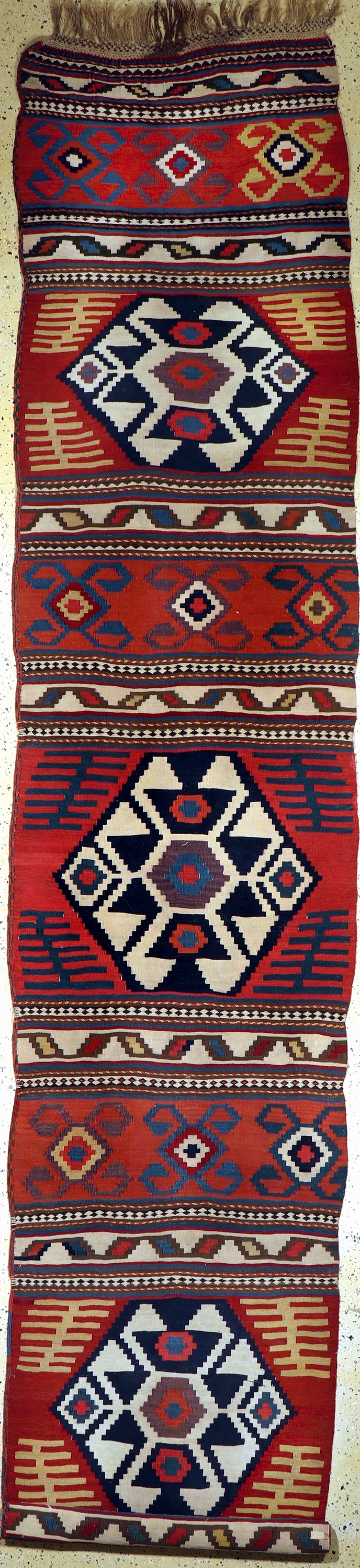 Shahsawan Kelim antik, Persien, 19.Jhd, Wolle auf Wolle, ca. 500 x 95 cm, EHZ: 2,aus Sammlungsauflösung
