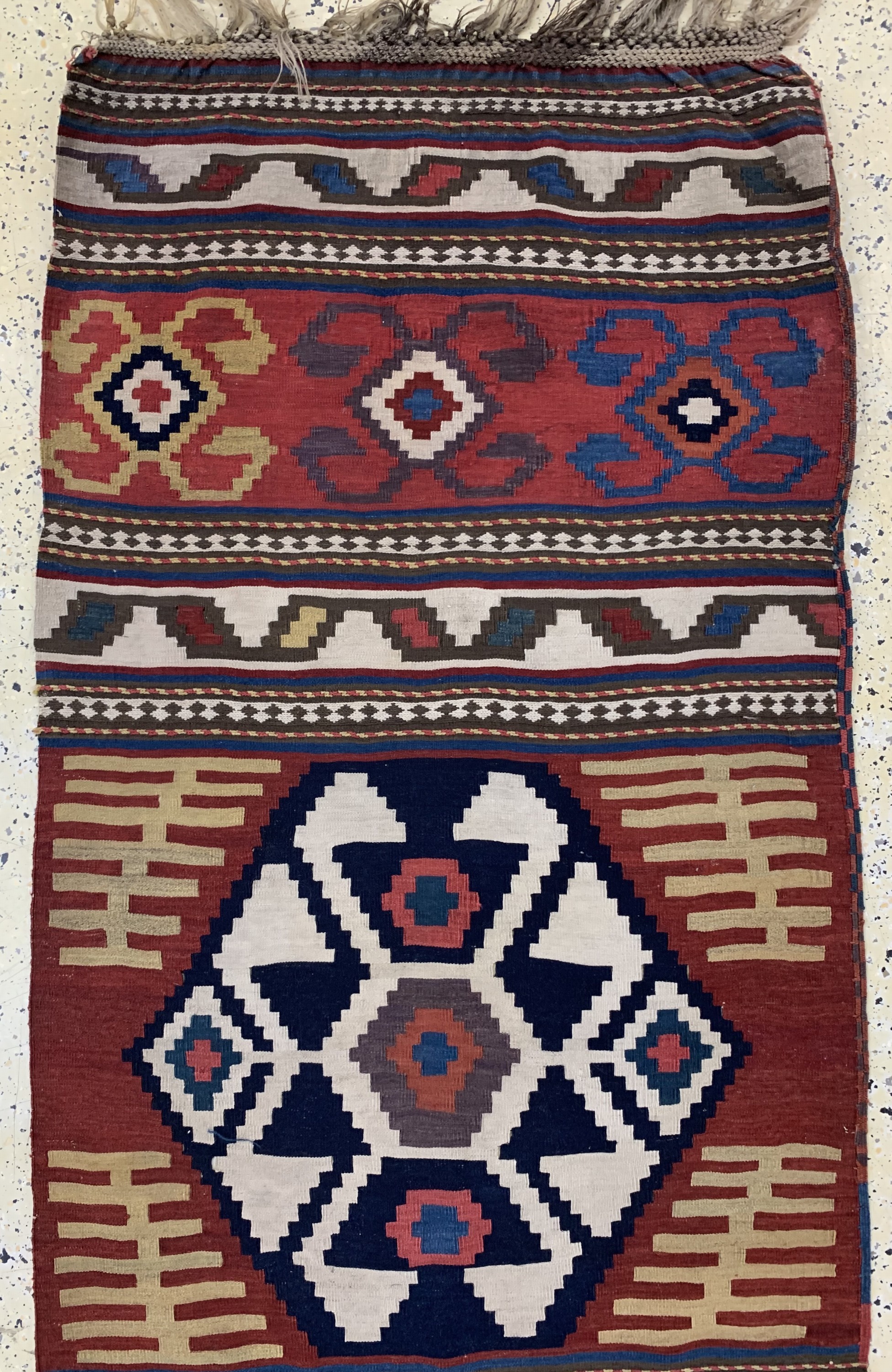Detail a: Shahsawan Kelim antik, Persien, 19.Jhd, Wolle auf Wolle, ca. 500 x 95 cm, EHZ: 2,aus Sammlungsauflösung