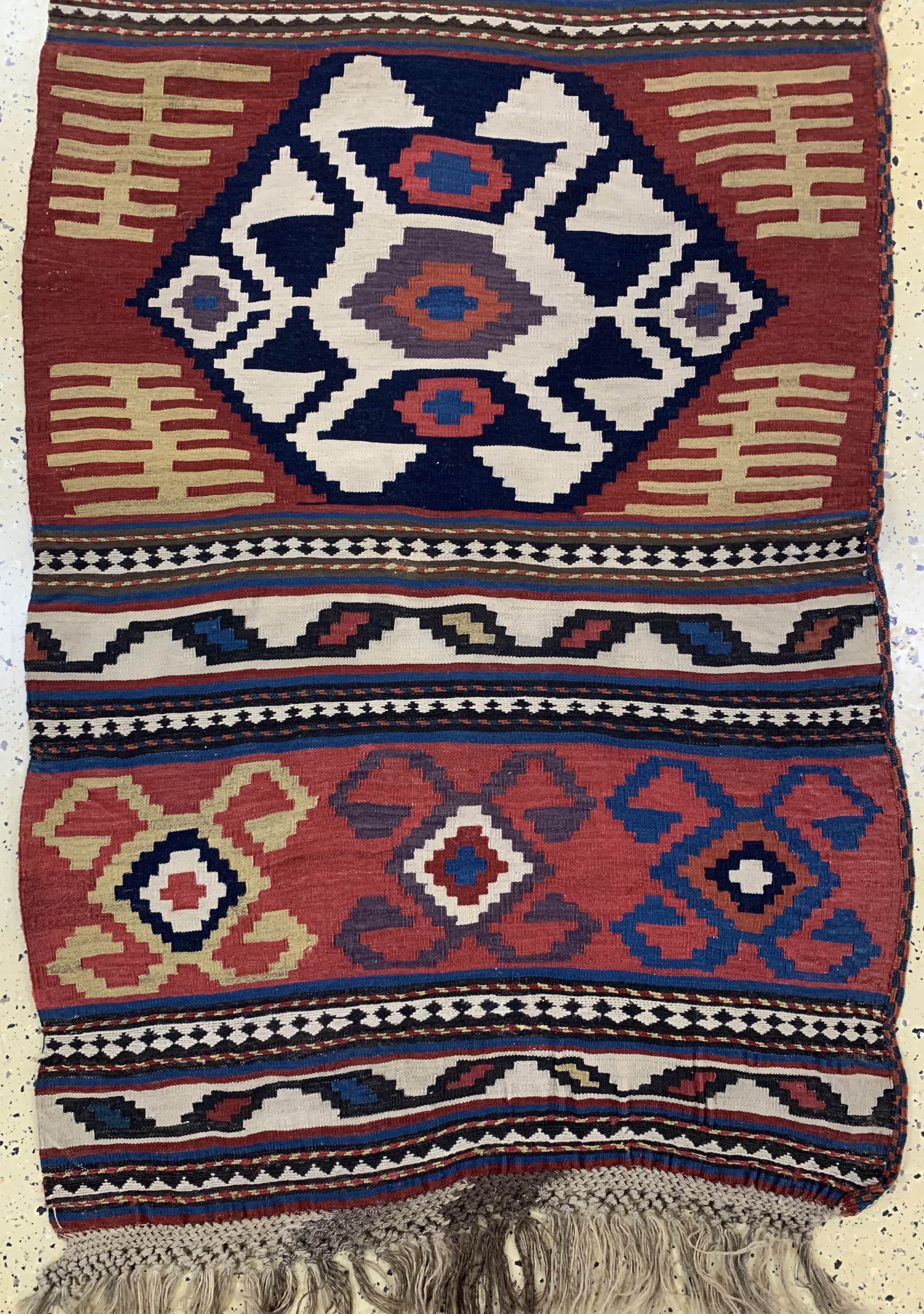 Detail d: Shahsawan Kelim antik, Persien, 19.Jhd, Wolle auf Wolle, ca. 500 x 95 cm, EHZ: 2,aus Sammlungsauflösung