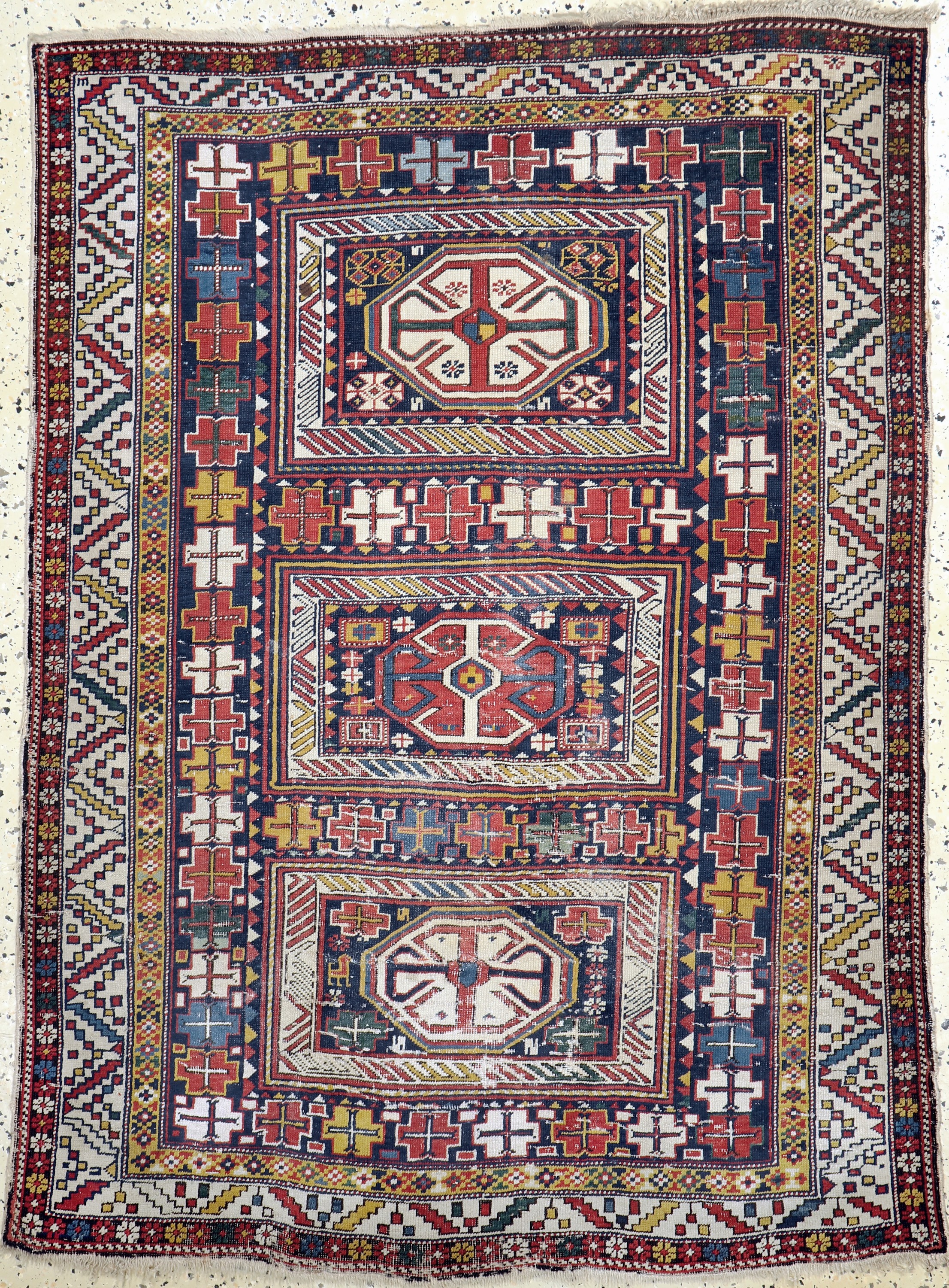 Schirwan Kazak antik, Kaukasus, um 1900, Wolle auf Wolle, ca. 160 x 120 cm, EHZ: 3,aus Sammlungsauflösung