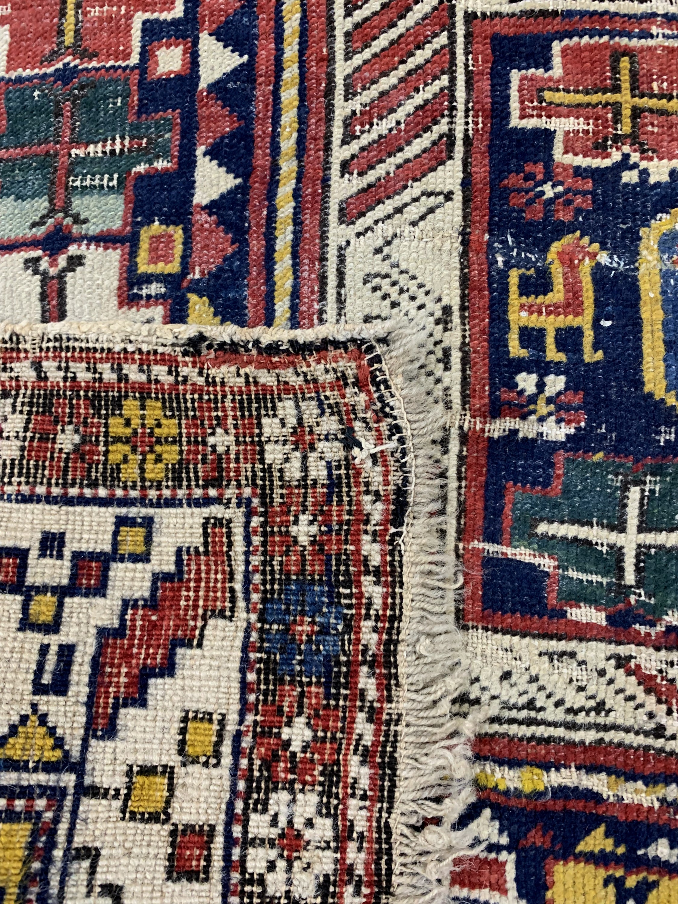 Detail e: Schirwan Kazak antik, Kaukasus, um 1900, Wolle auf Wolle, ca. 160 x 120 cm, EHZ: 3,aus Sammlungsauflösung