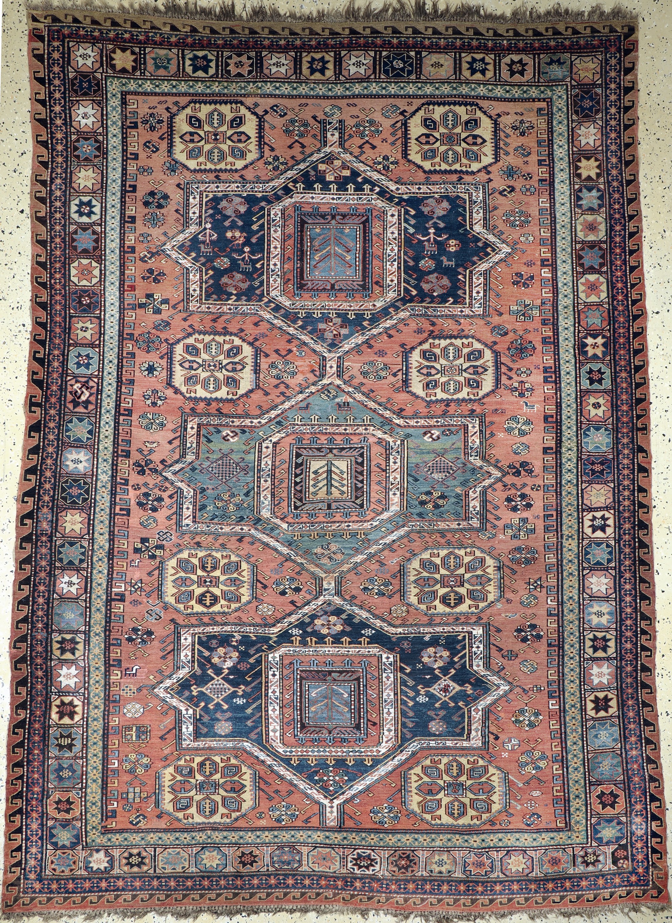 Antiker Sumakh, Kaukasus, um 1900, Wolle auf Wolle, ca. 273 x 195 cm, EHZ: 2