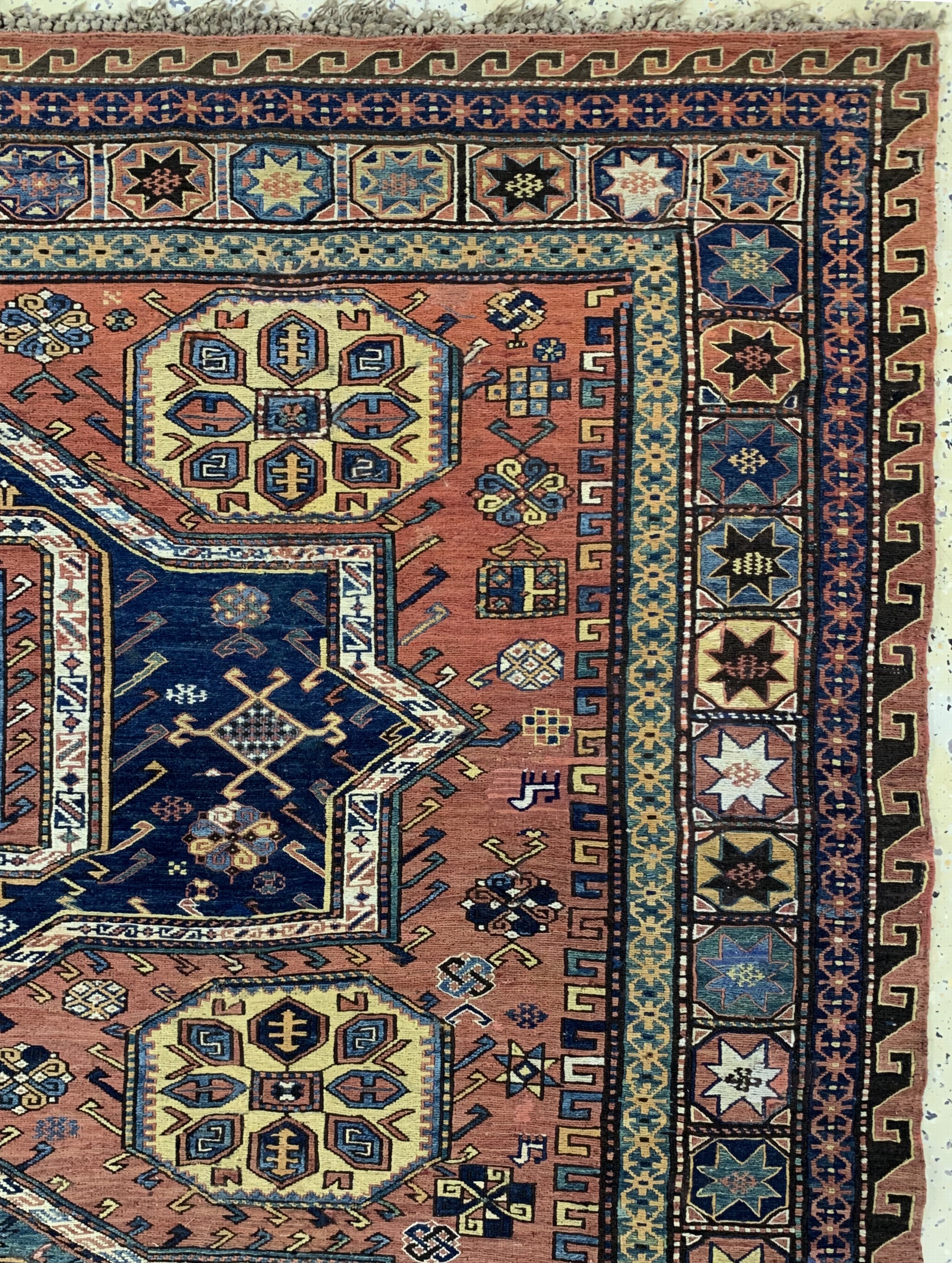 Detail e: Antiker Sumakh, Kaukasus, um 1900, Wolle auf Wolle, ca. 273 x 195 cm, EHZ: 2