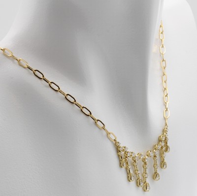 26853628a - Collier mit Brillanten, GG 750/000, 11 Brill. zus. ca. 0.17 ct, 18 Brill. zus. ca. 0.64 ...