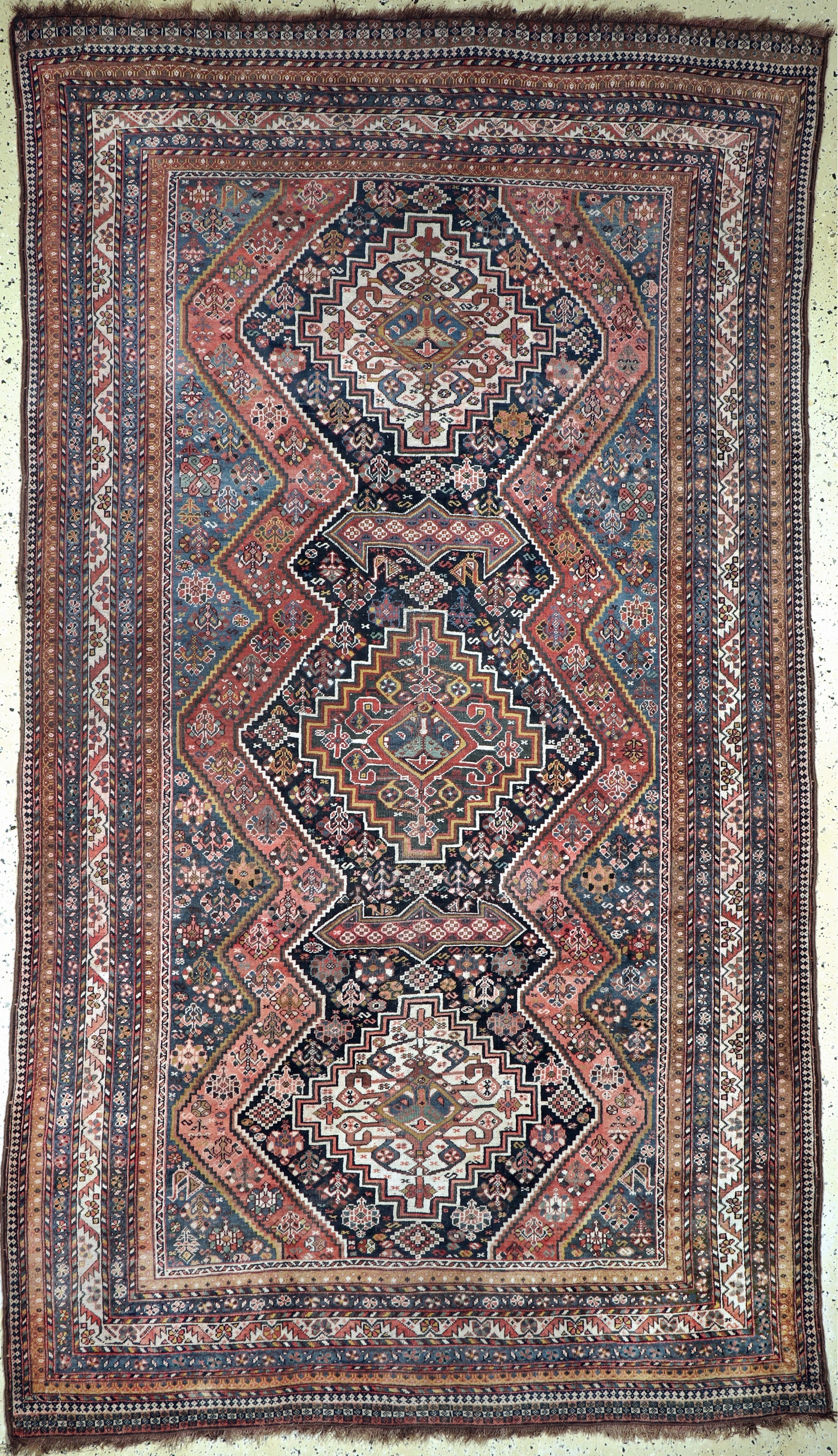Ghaschgai fein antik, Persien, 19.Jhd, Wolle auf Wolle, ca. 325 x 180 cm, EHZ: 2-3, (restauriert)aus Sammlungsauflösung
