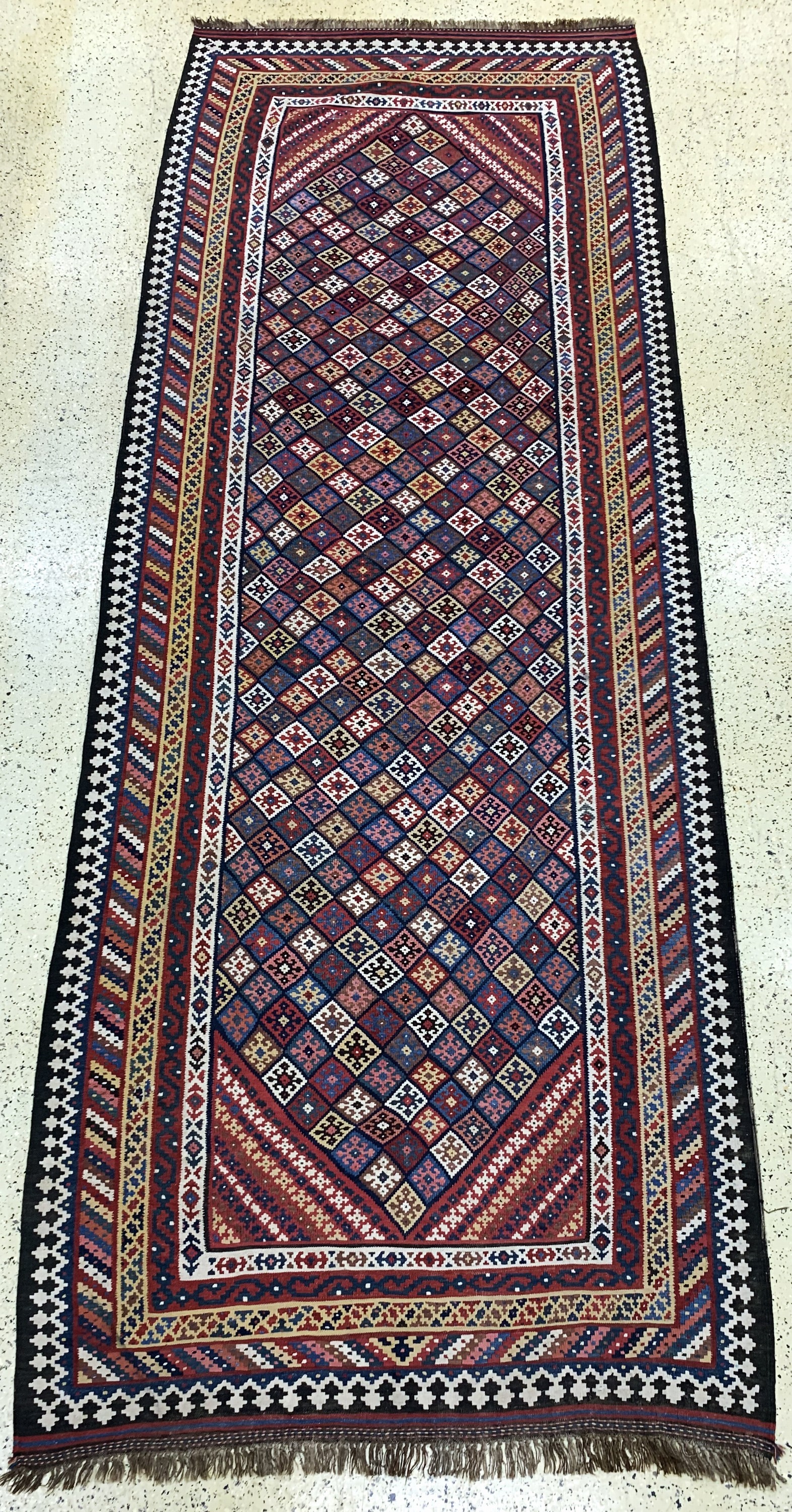 Ghaschgai Kelim antik, Persien, um 1900, Wolle auf Wolle, ca. 500 x 185 cm, EHZ: 2,aus Sammlungsauflösung