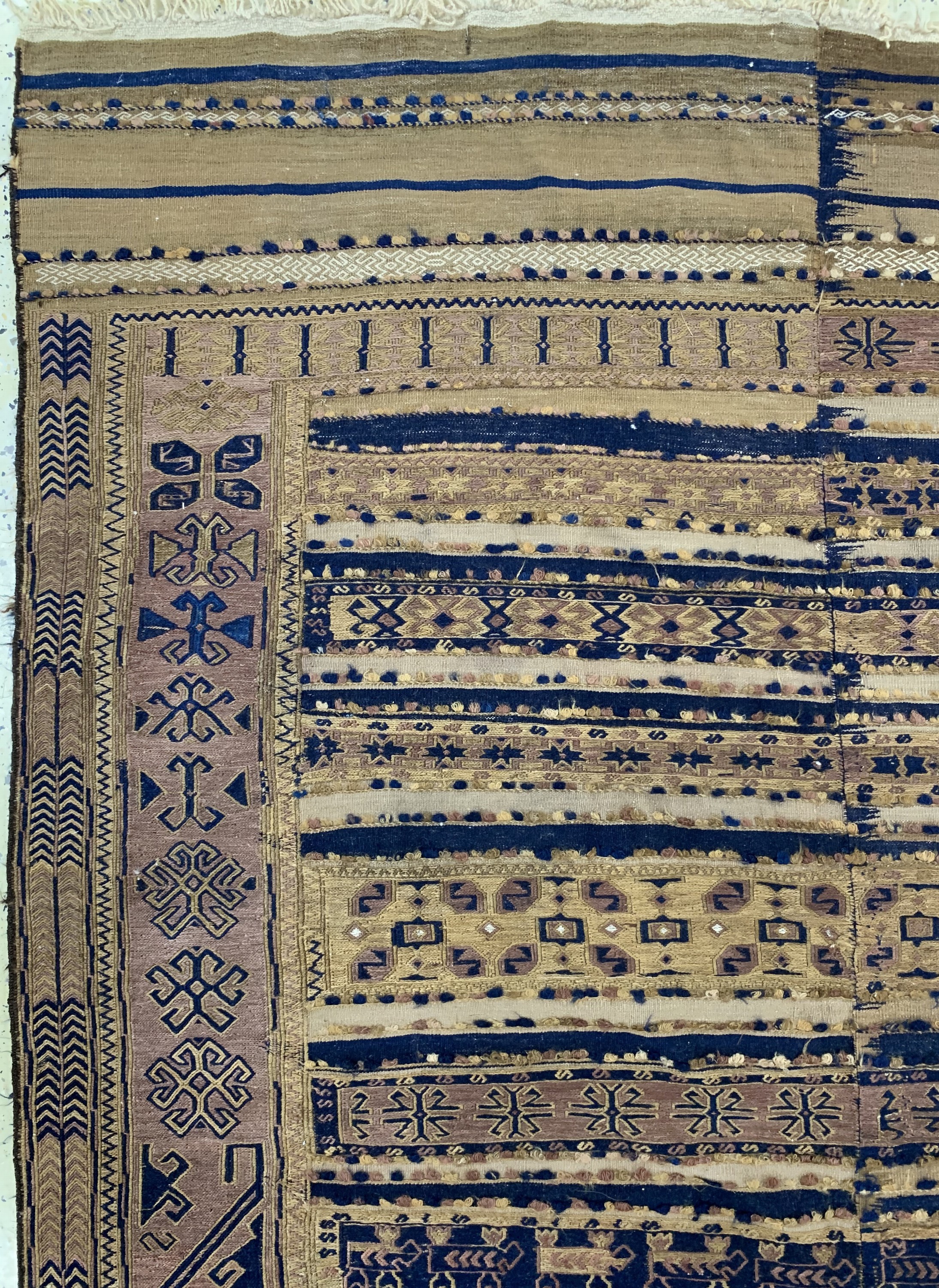 Detail c: Antiker Belutsch Sumakh, Persien, 19.Jhd, Wolle auf Wolle, ca. 310 x 175 cm, (2 Bahnig),EHZ: 2,aus Sammlungsauflösung