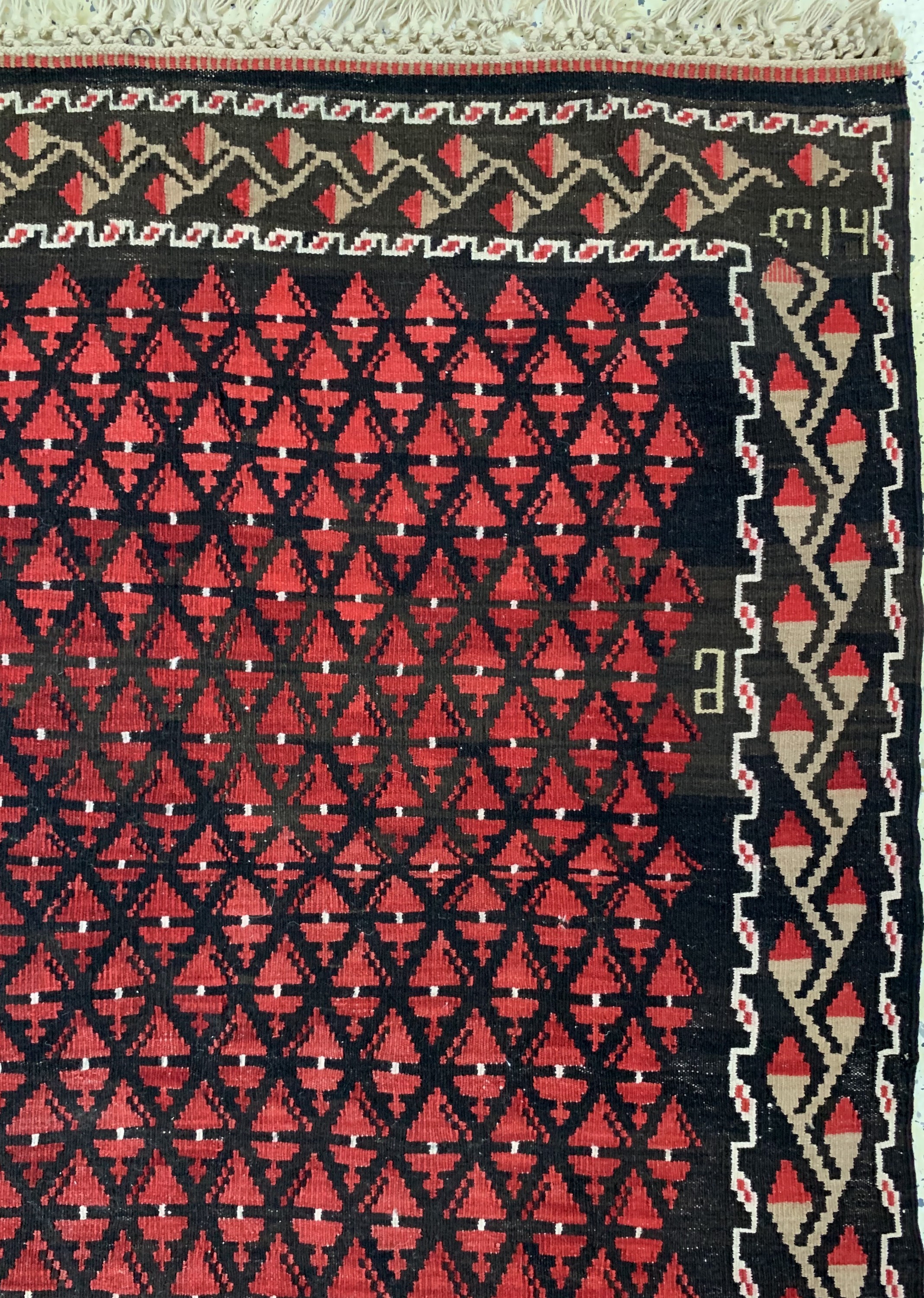 Detail d: Karabagh Kelim, Kaukasus, ca. datiert 1916 Jahre, Wolle auf Wolle, ca. 305 x 180 cm, EHZ:2,aus Sammlungsauflösung
