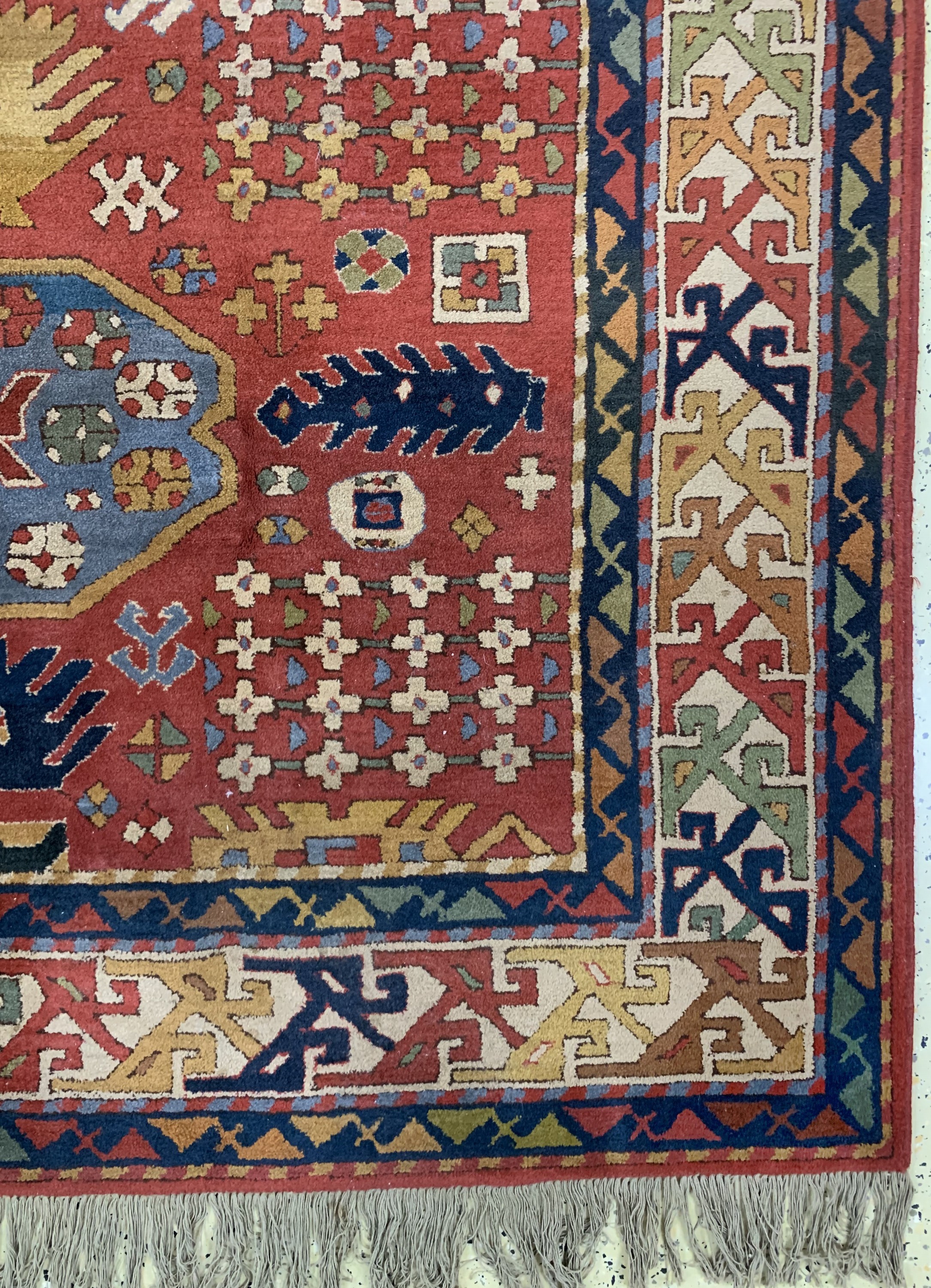 Detail a: Tetex alt, Europa, Mitte 20.Jhd, Wolle auf Baumwolle, ca. 271 x 184 cm, Reinigungsbedürftig, EHZ: 2