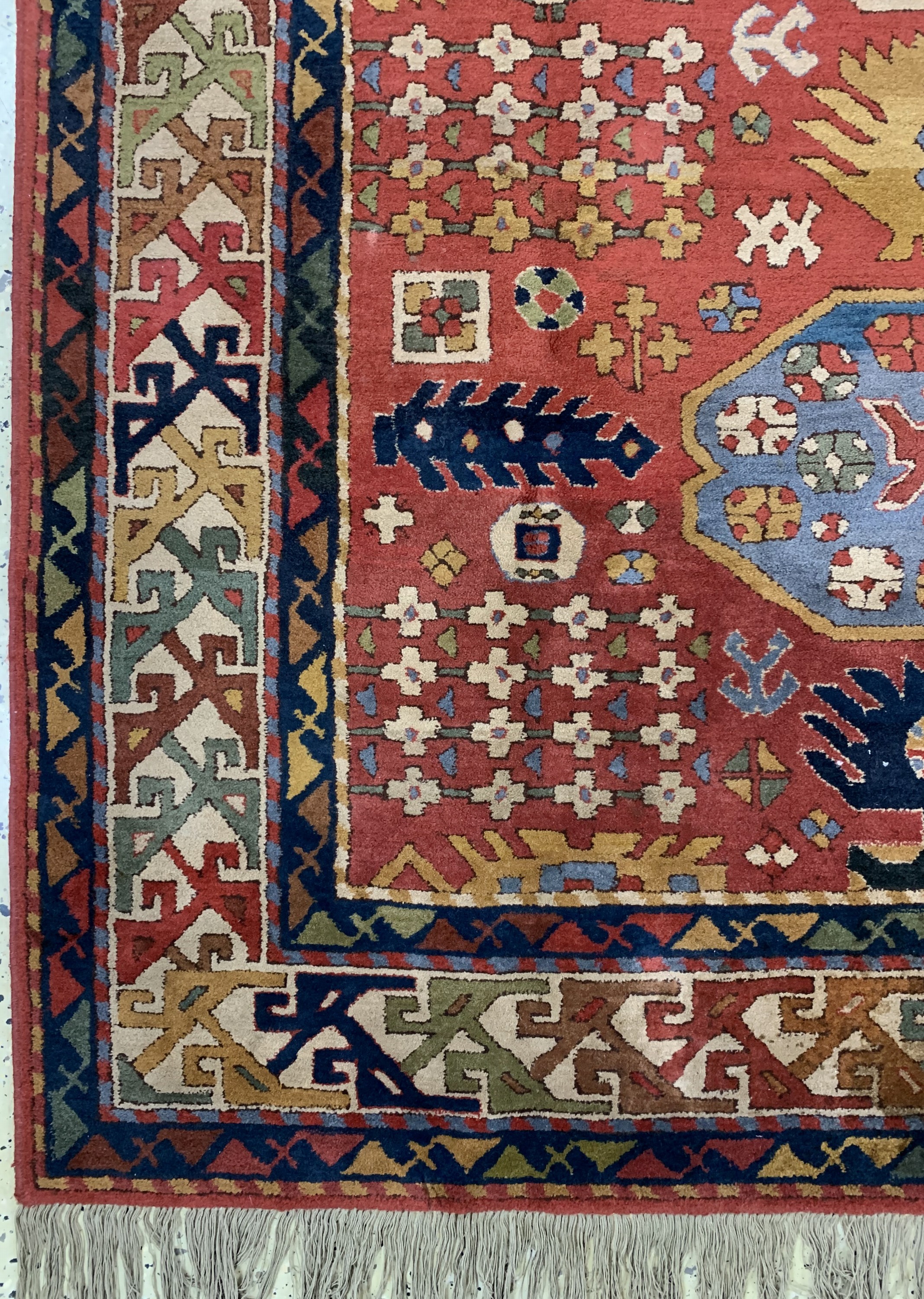 Detail b: Tetex alt, Europa, Mitte 20.Jhd, Wolle auf Baumwolle, ca. 271 x 184 cm, Reinigungsbedürftig, EHZ: 2