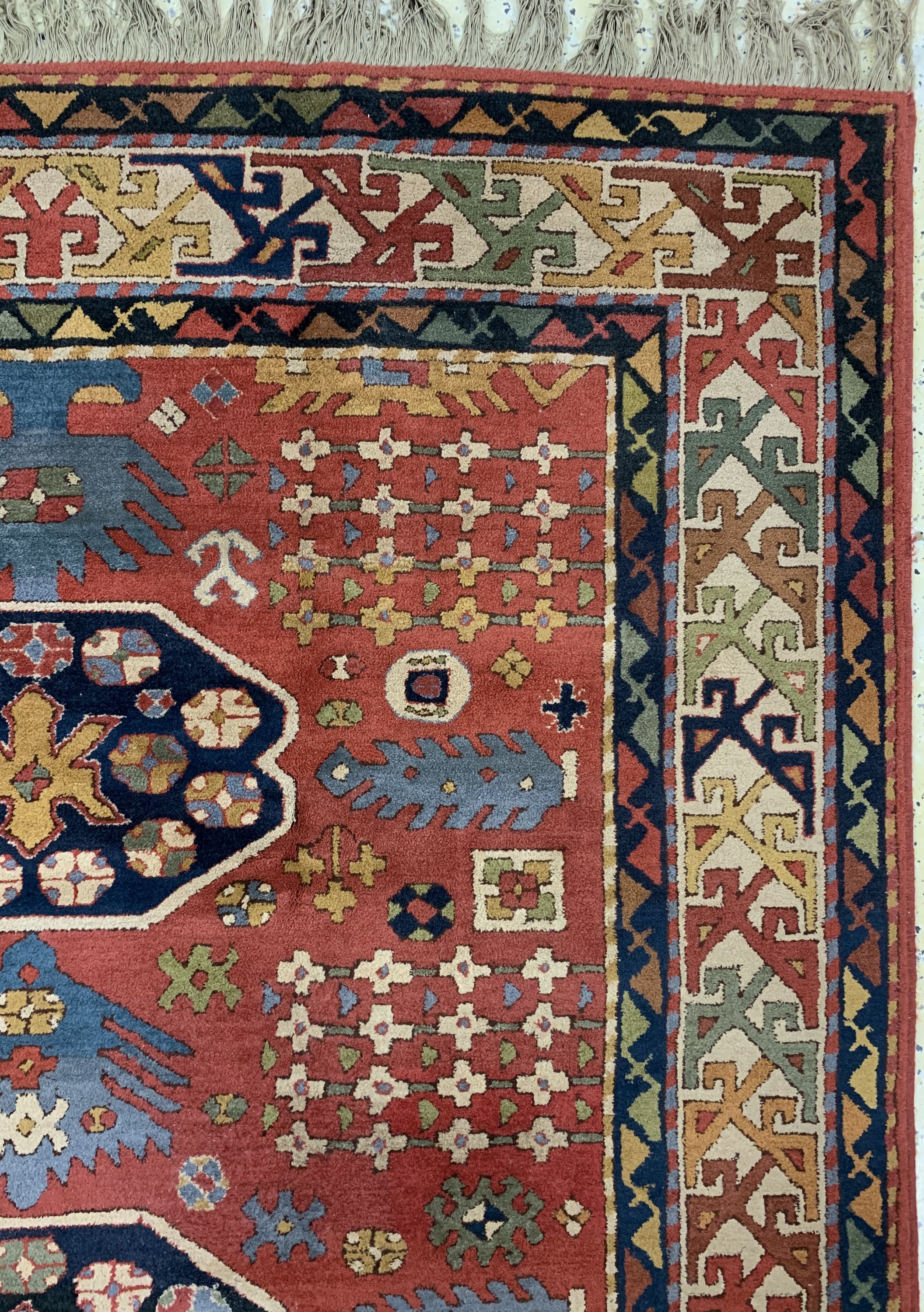 Detail d: Tetex alt, Europa, Mitte 20.Jhd, Wolle auf Baumwolle, ca. 271 x 184 cm, Reinigungsbedürftig, EHZ: 2