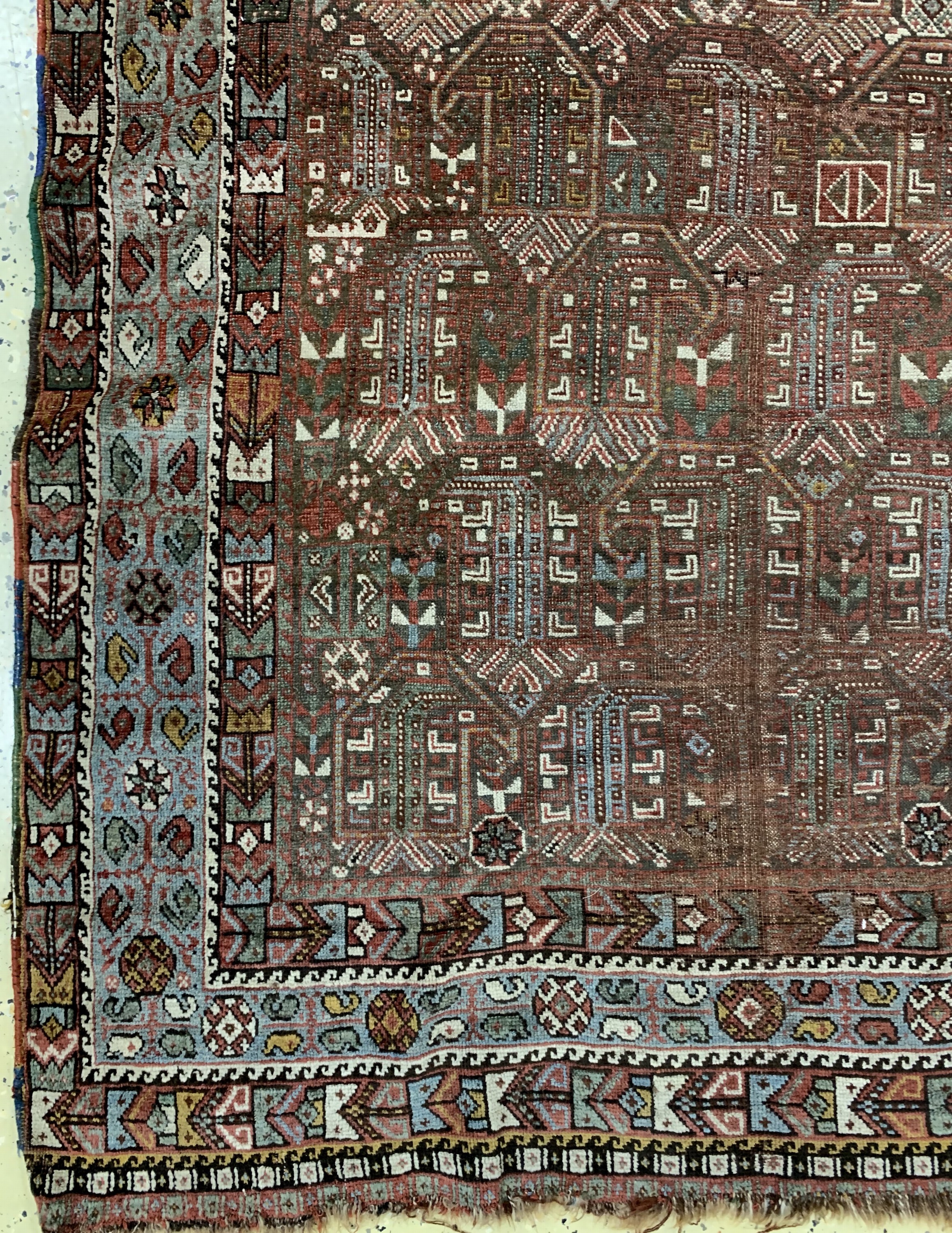 Detail b: Früher Ghaschgai, Persien, Anfang 19.Jhd, Wolle auf Wolle, ca. 255 x 165 cm, EHZ: 4,aus Sammlungsauflösung