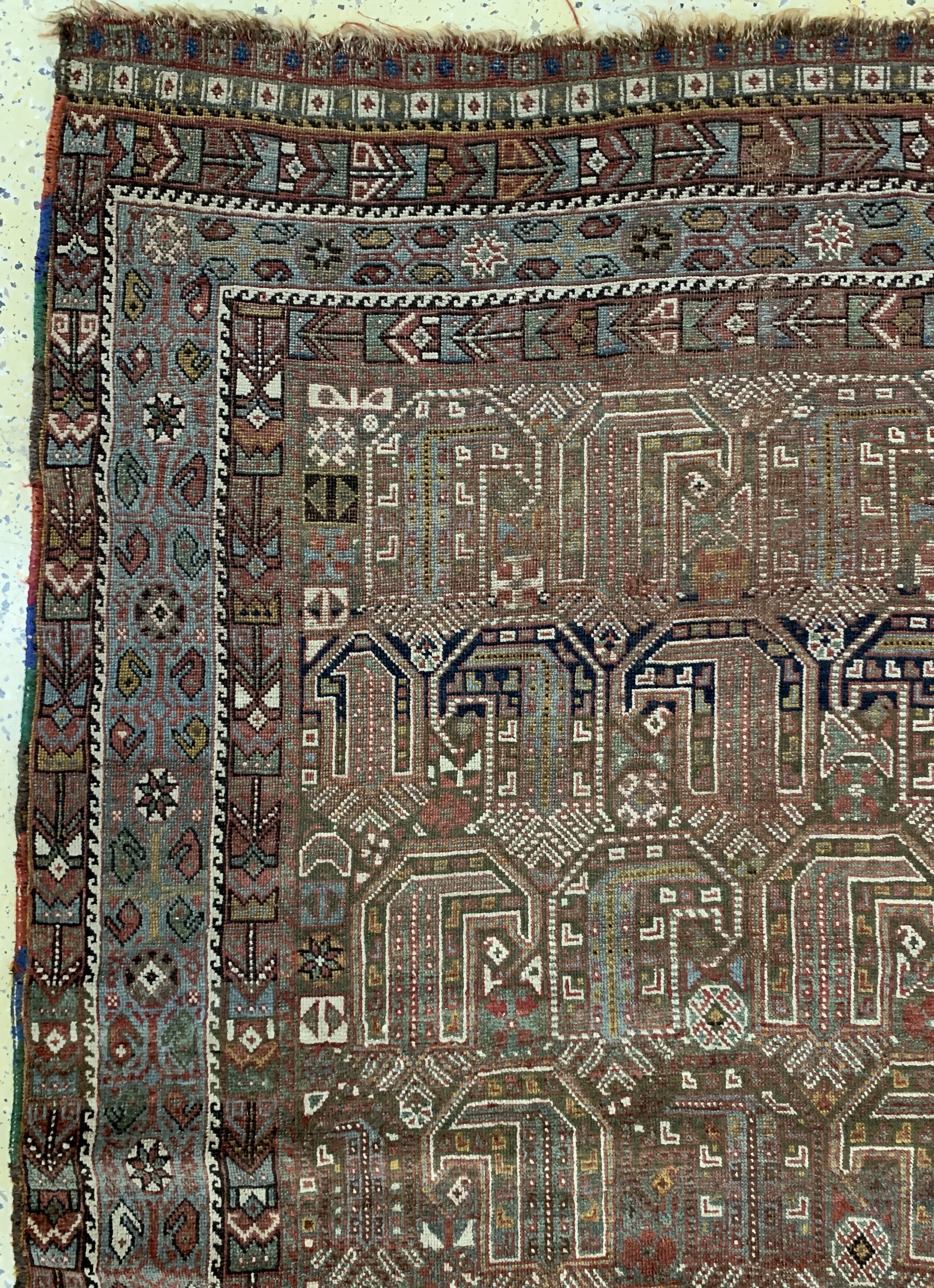 Detail c: Früher Ghaschgai, Persien, Anfang 19.Jhd, Wolle auf Wolle, ca. 255 x 165 cm, EHZ: 4,aus Sammlungsauflösung