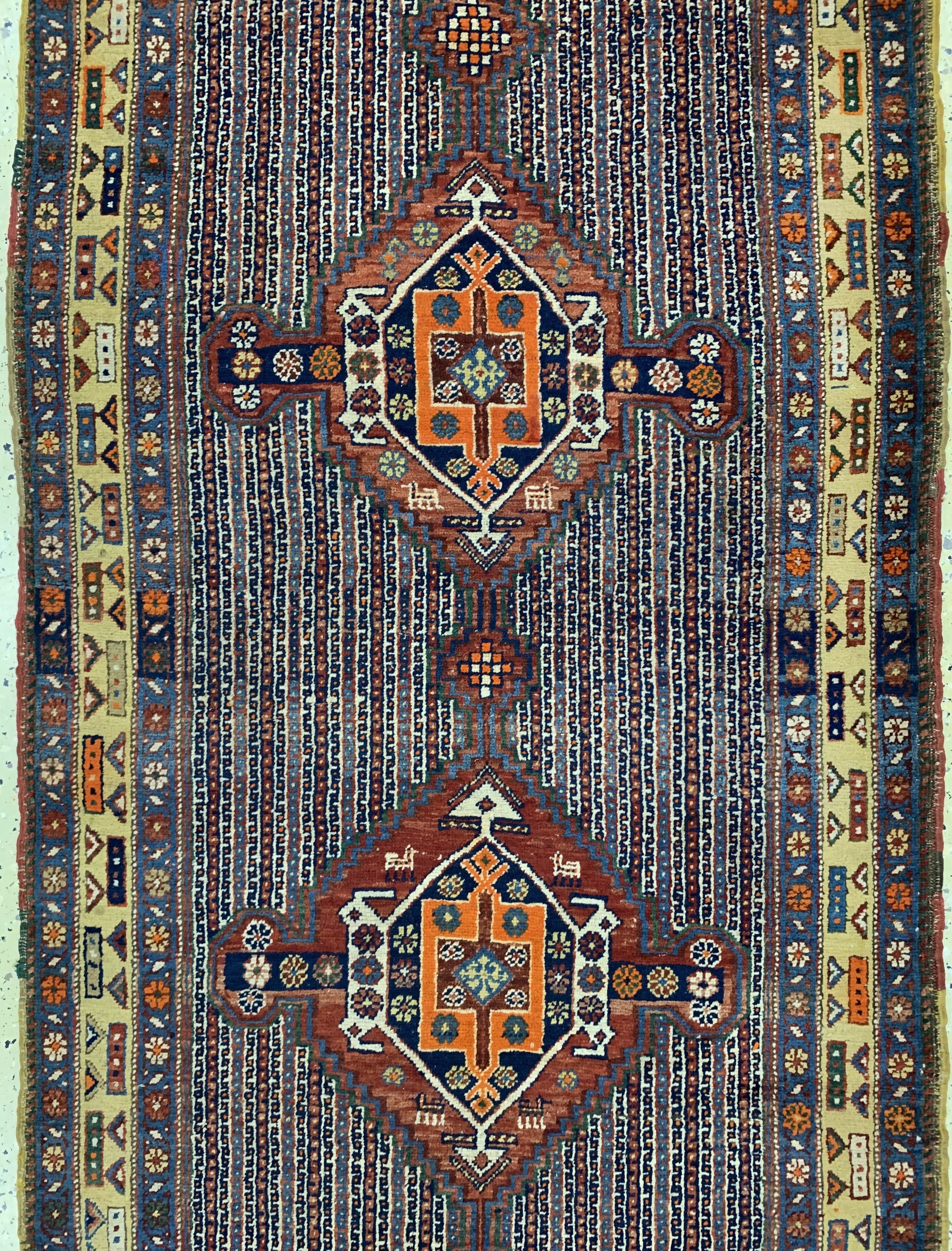 Detail b: Antiker Karadjeh, Persien, 19.Jhd, Wolle auf Wolle, ca. 530 x 115 cm, EHZ: 3,aus Sammlungsauflösung