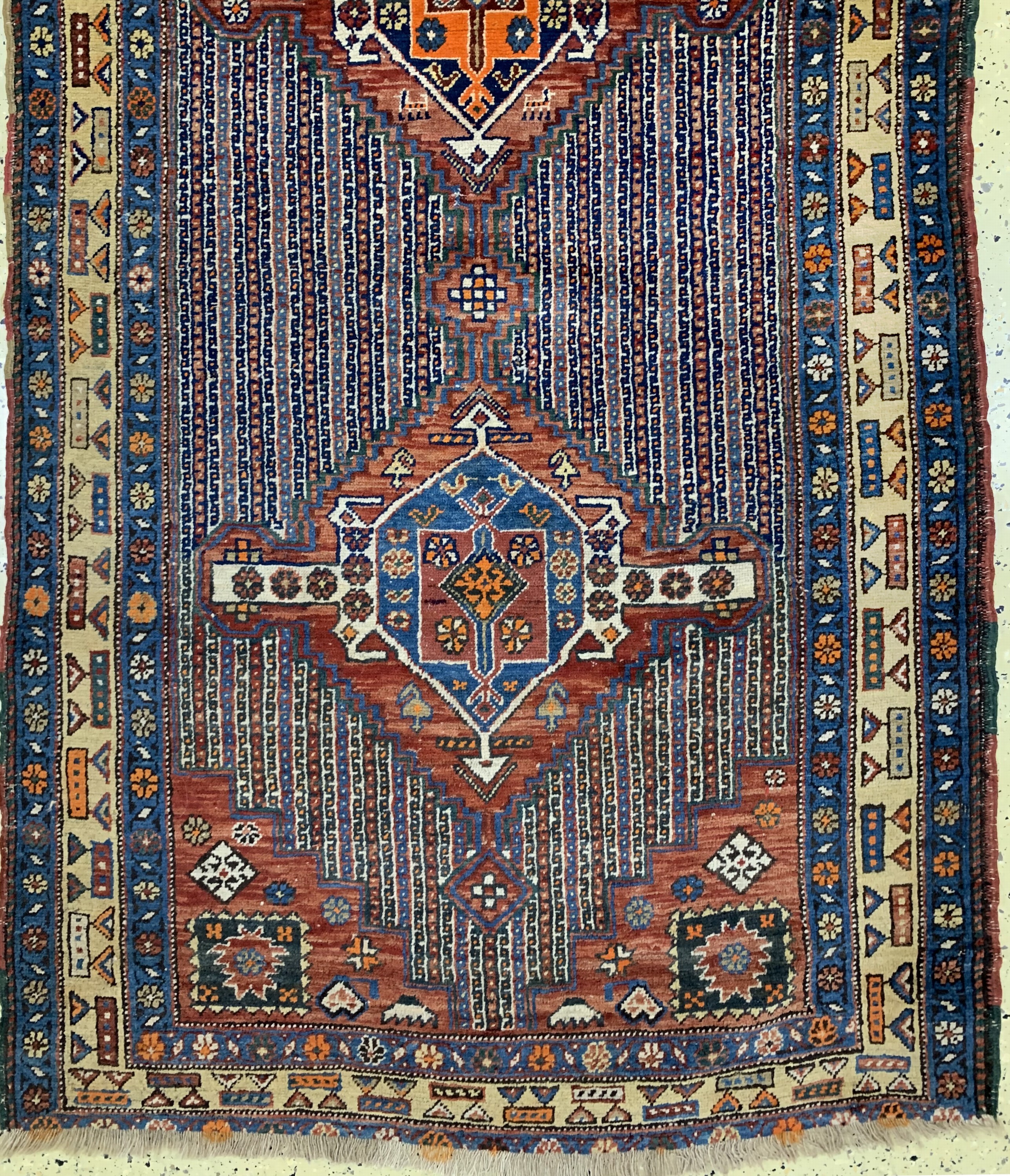 Detail d: Antiker Karadjeh, Persien, 19.Jhd, Wolle auf Wolle, ca. 530 x 115 cm, EHZ: 3,aus Sammlungsauflösung