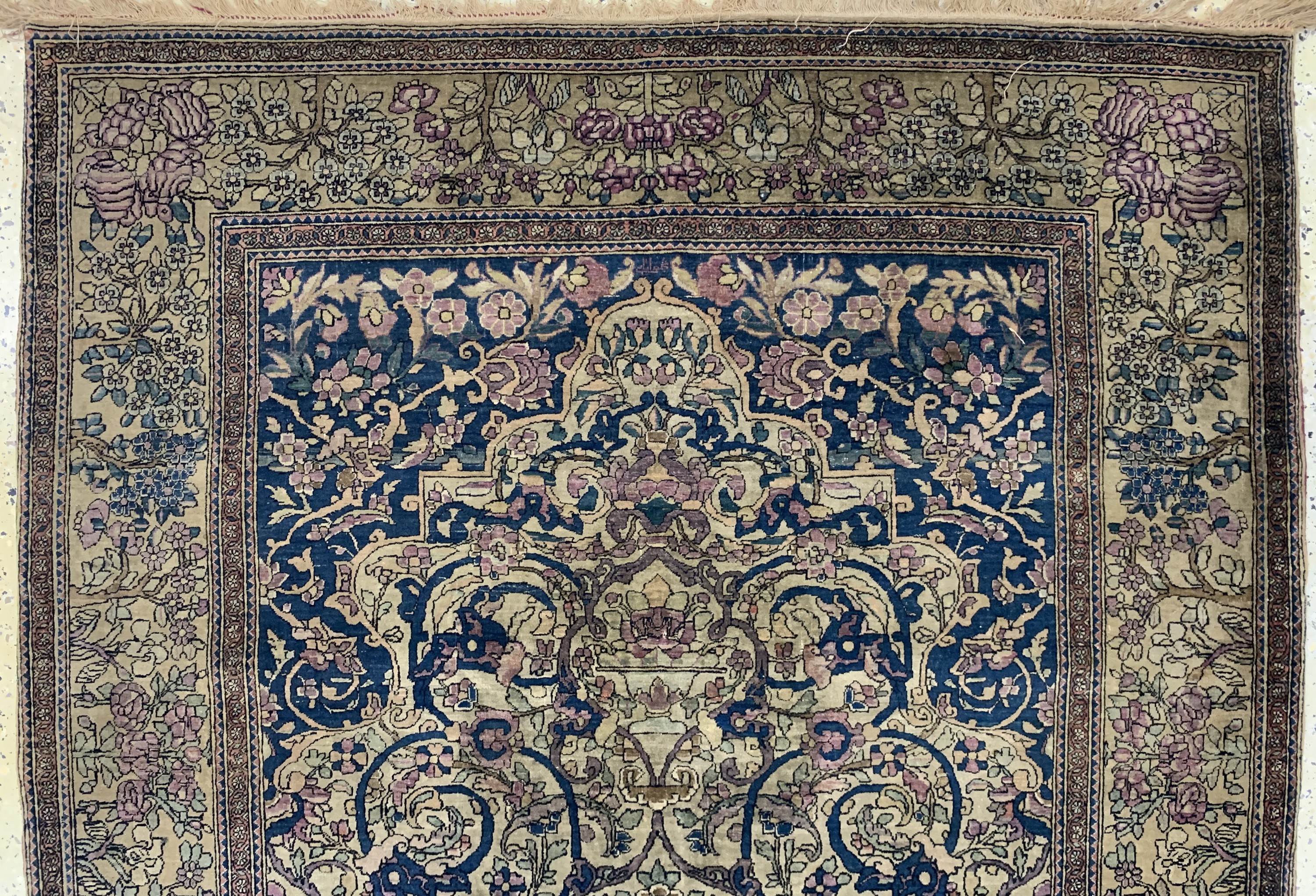 Detail a: Esfahan"Ahmad"antik, Persien, 19.Jhd, Wolleauf Baumwolle, ca. 210 x 145 cm, EHZ: 3,aus Sammlungsauflösung