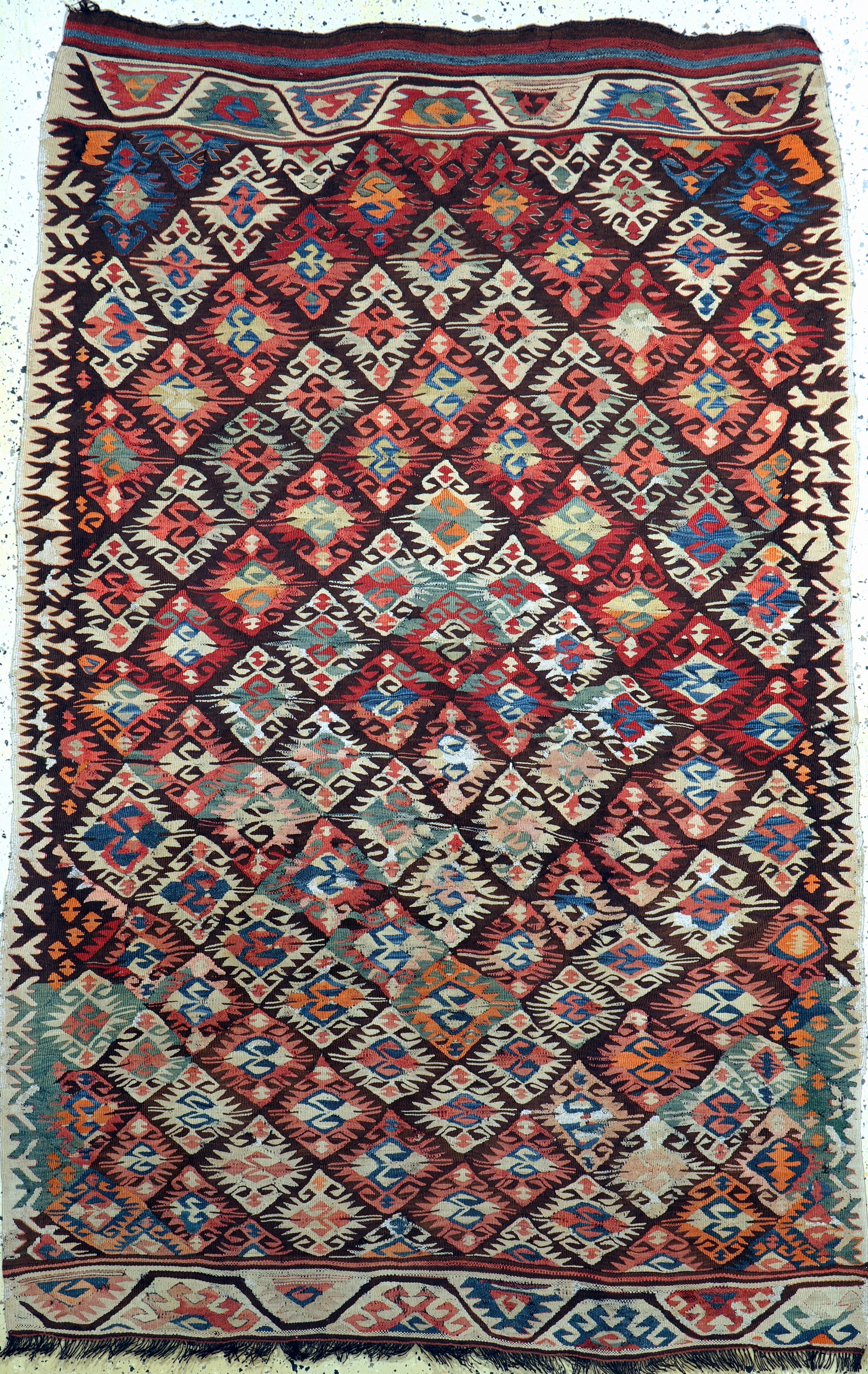 Anatol Kelim antik, Türkei, um 1900, Wolle auf Wolle, ca. 217 x 143 cm, EHZ: 2, (kleine Restaurierungen)