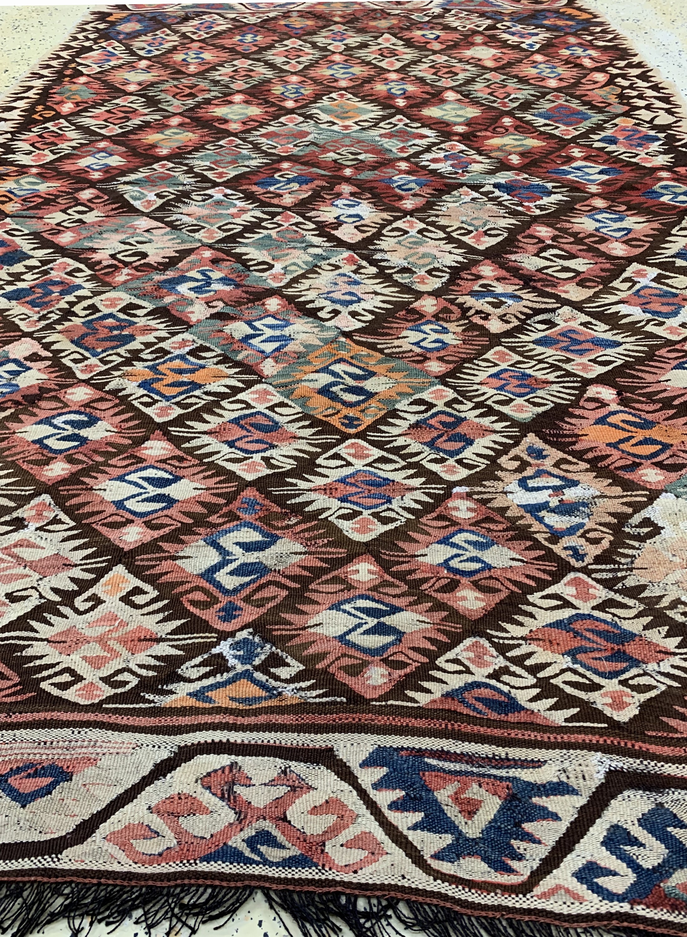Detail d: Anatol Kelim antik, Türkei, um 1900, Wolle auf Wolle, ca. 217 x 143 cm, EHZ: 2, (kleine Restaurierungen)