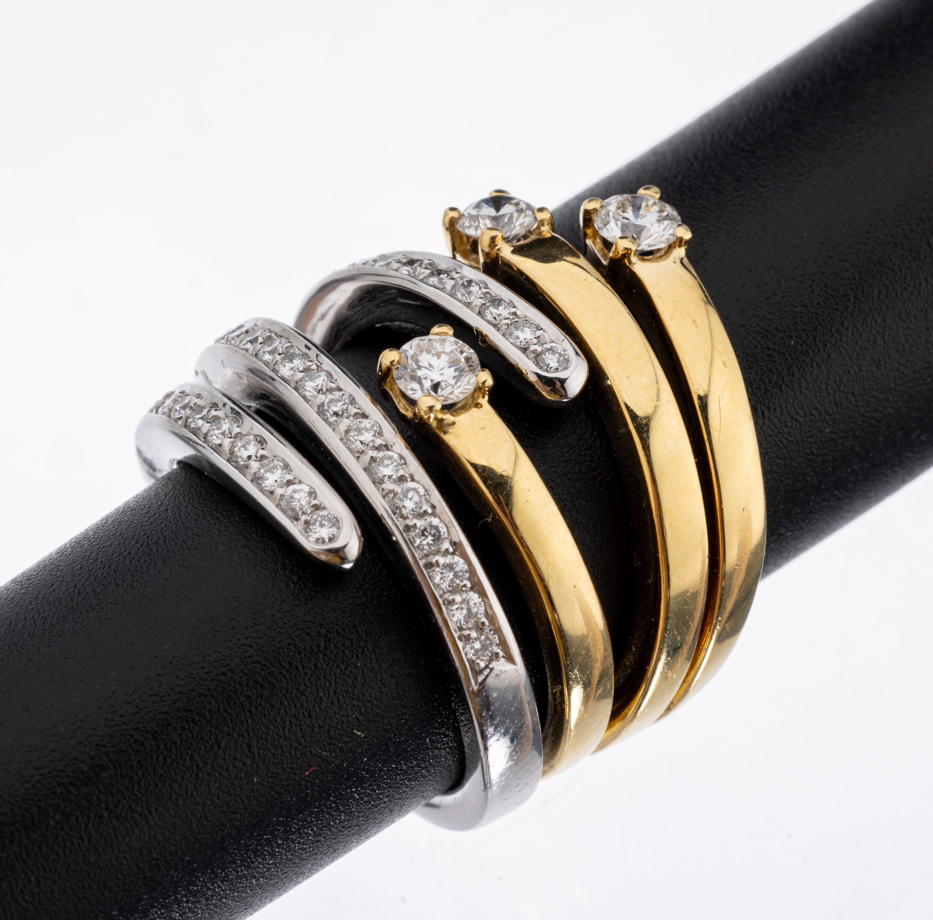 18 kt Gold Brillant-Ring, GG/WG 750/000, Brillanten zus. ca. 1.0 ct Weiß/si, ca. 18.7 g, RW 52
