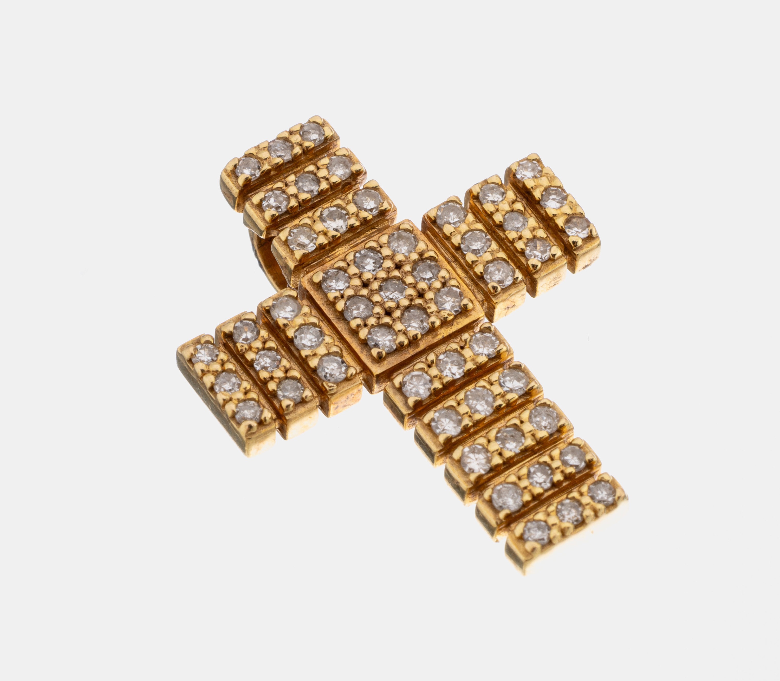 14 kt Gold Brillant-Kreuzanhänger, GG 585/000, Brillanten zus. ca. 0.50 ct (grav.) Weiß/si, ca. 2.5 x 2 cm, ca. 4.9 g